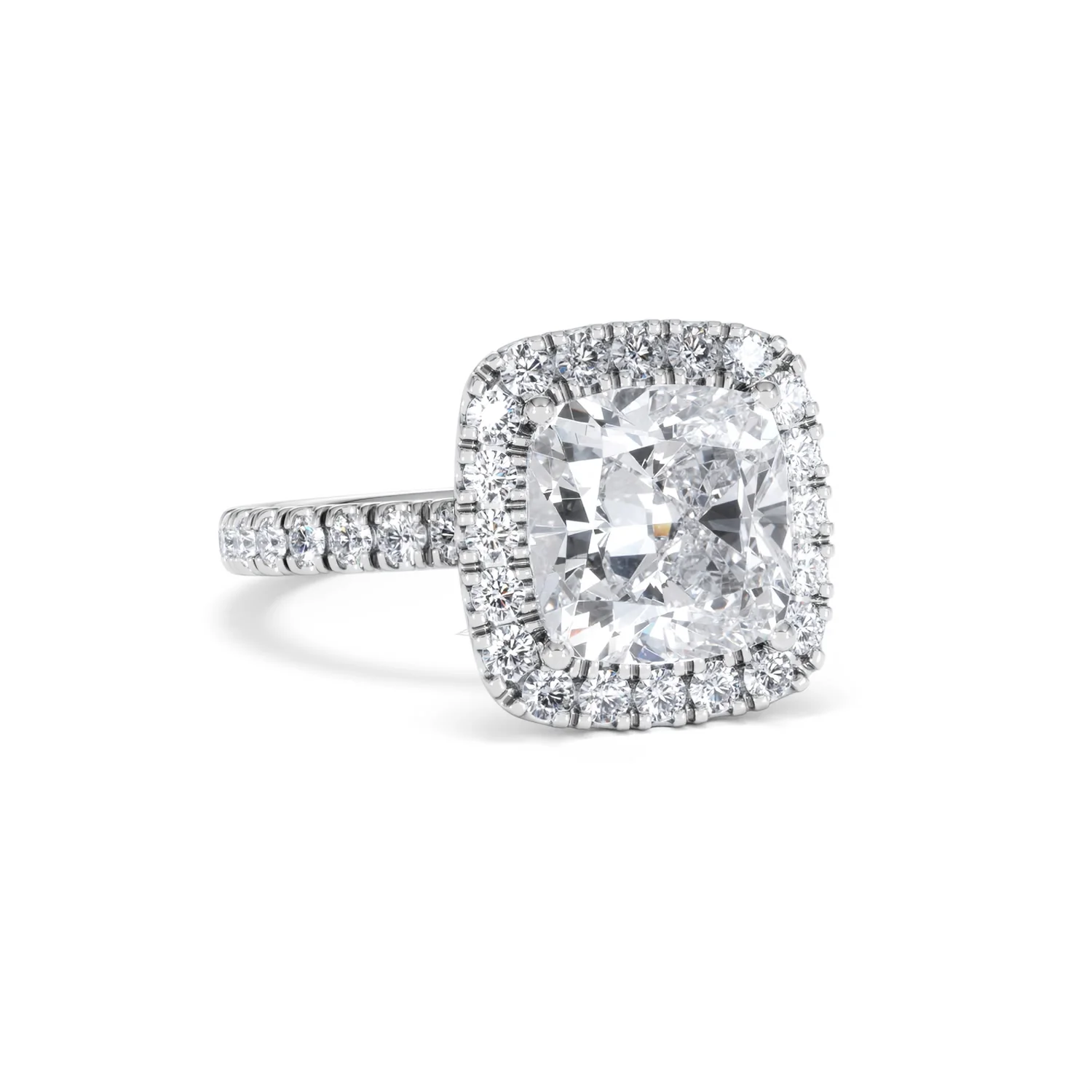 Beatrice 3.55ct Lab Diamond Cushion Cut Engagement Ring in Platinum G/VS1 - Image 13