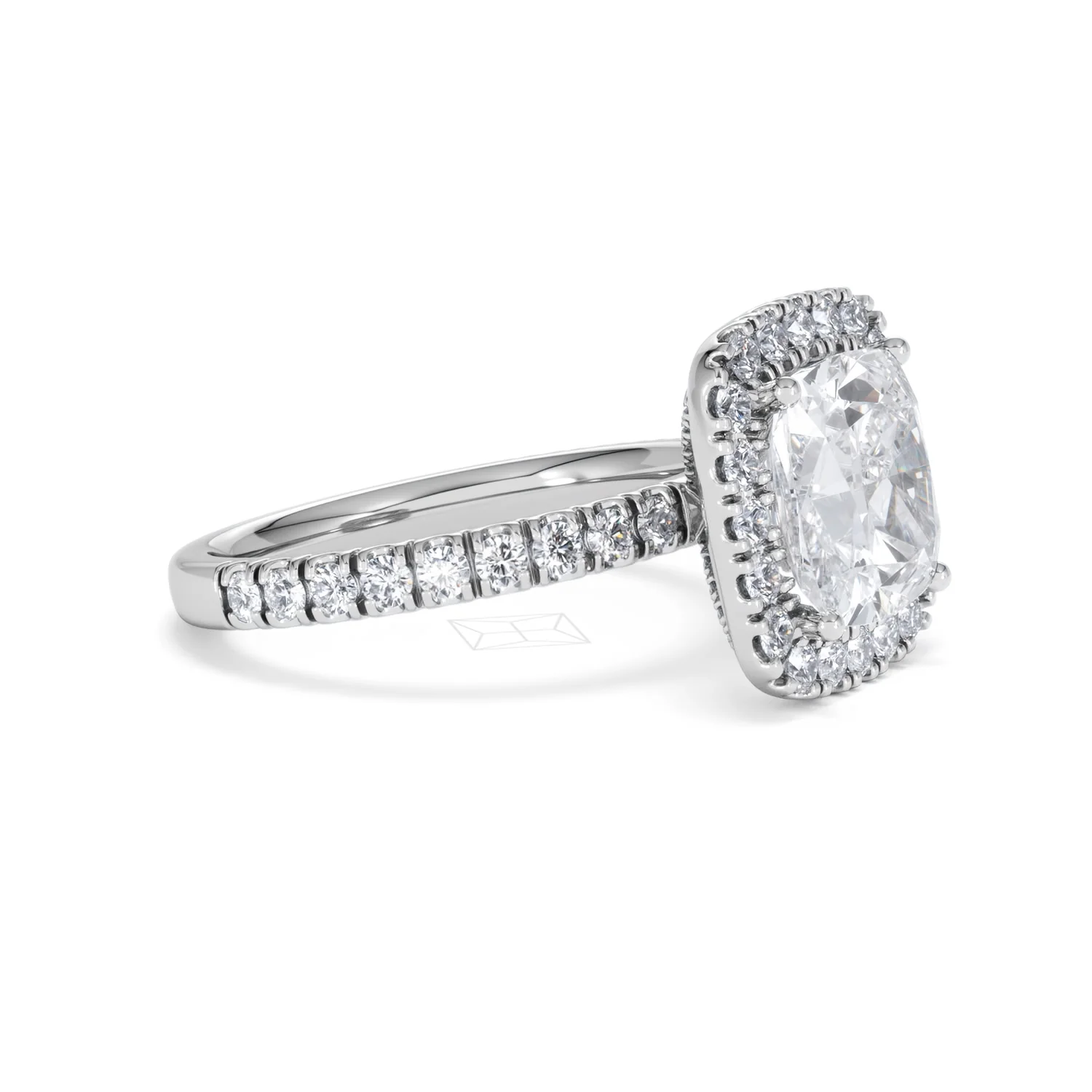 Beatrice 3.55ct Lab Diamond Cushion Cut Engagement Ring in Platinum G/VS1 - Image 22