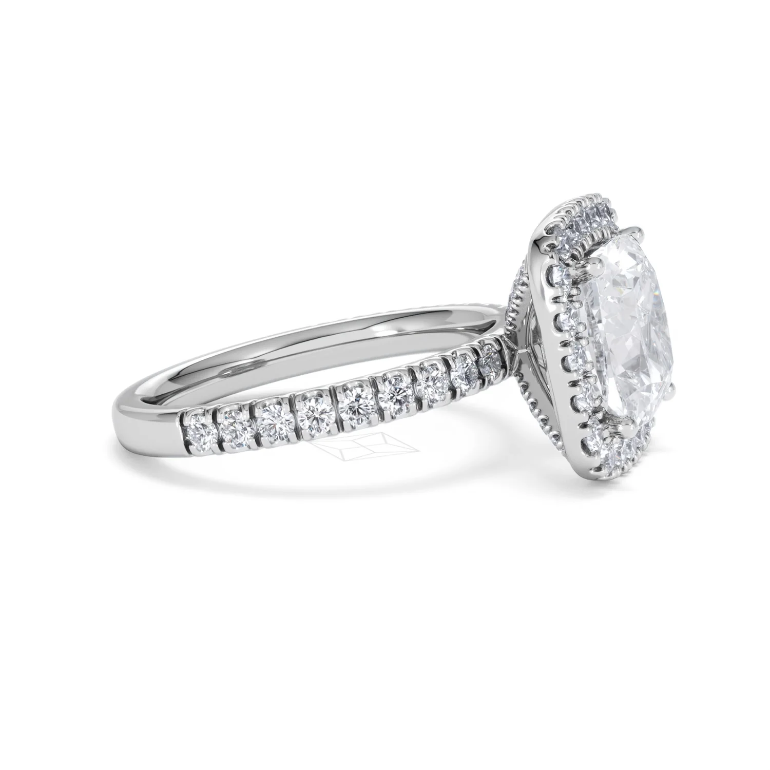 Beatrice 3.55ct Lab Diamond Cushion Cut Engagement Ring in Platinum G/VS1 - Image 25