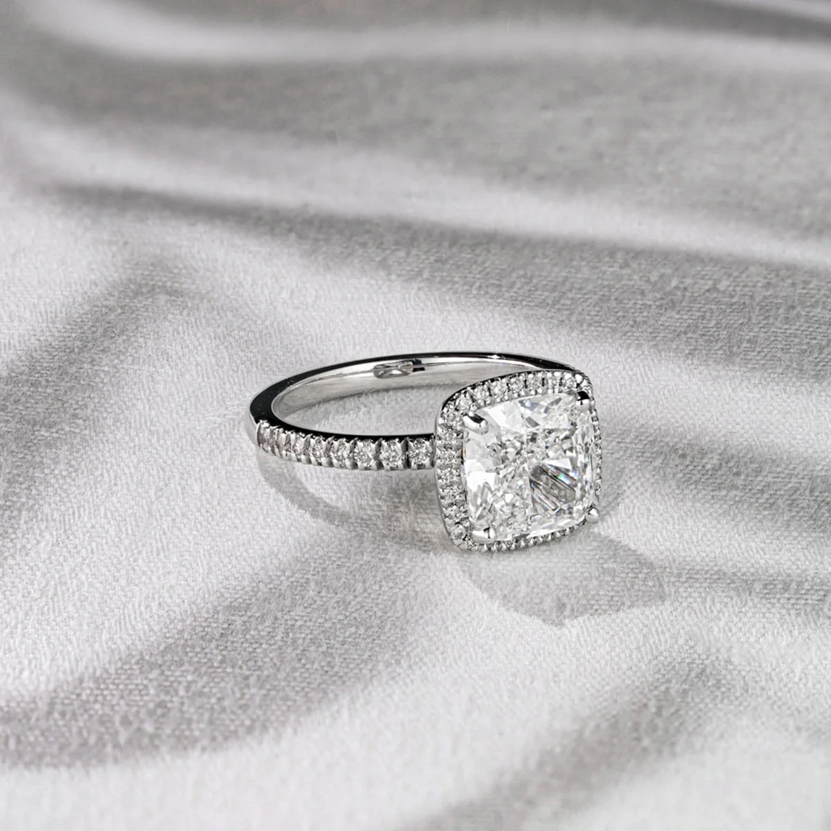 Beatrice 3.55ct Lab Diamond Cushion Cut Engagement Ring in Platinum G/VS1 - Image 5