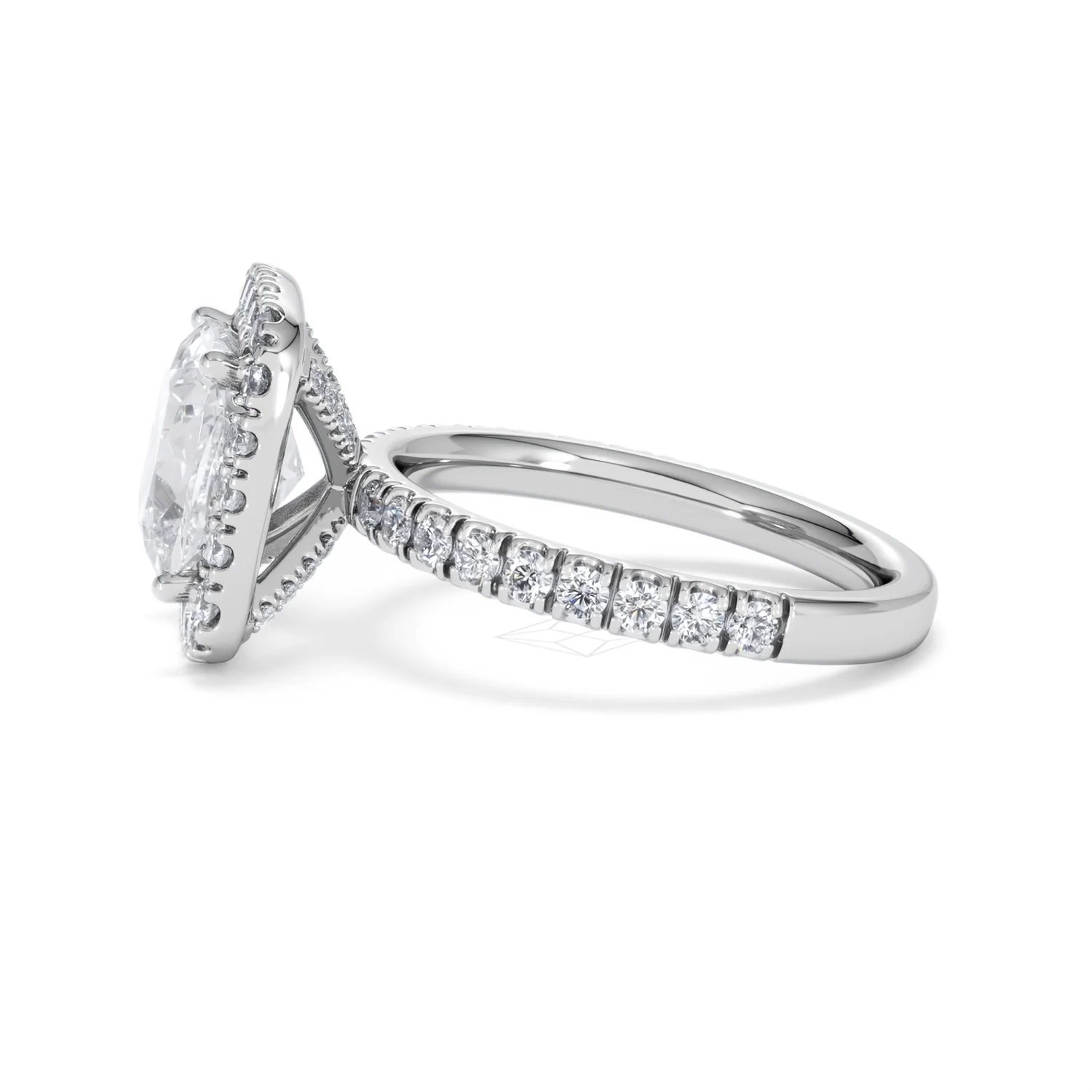 Beatrice 3.55ct Lab Diamond Cushion Cut Engagement Ring in Platinum G/VS1 - Image 70