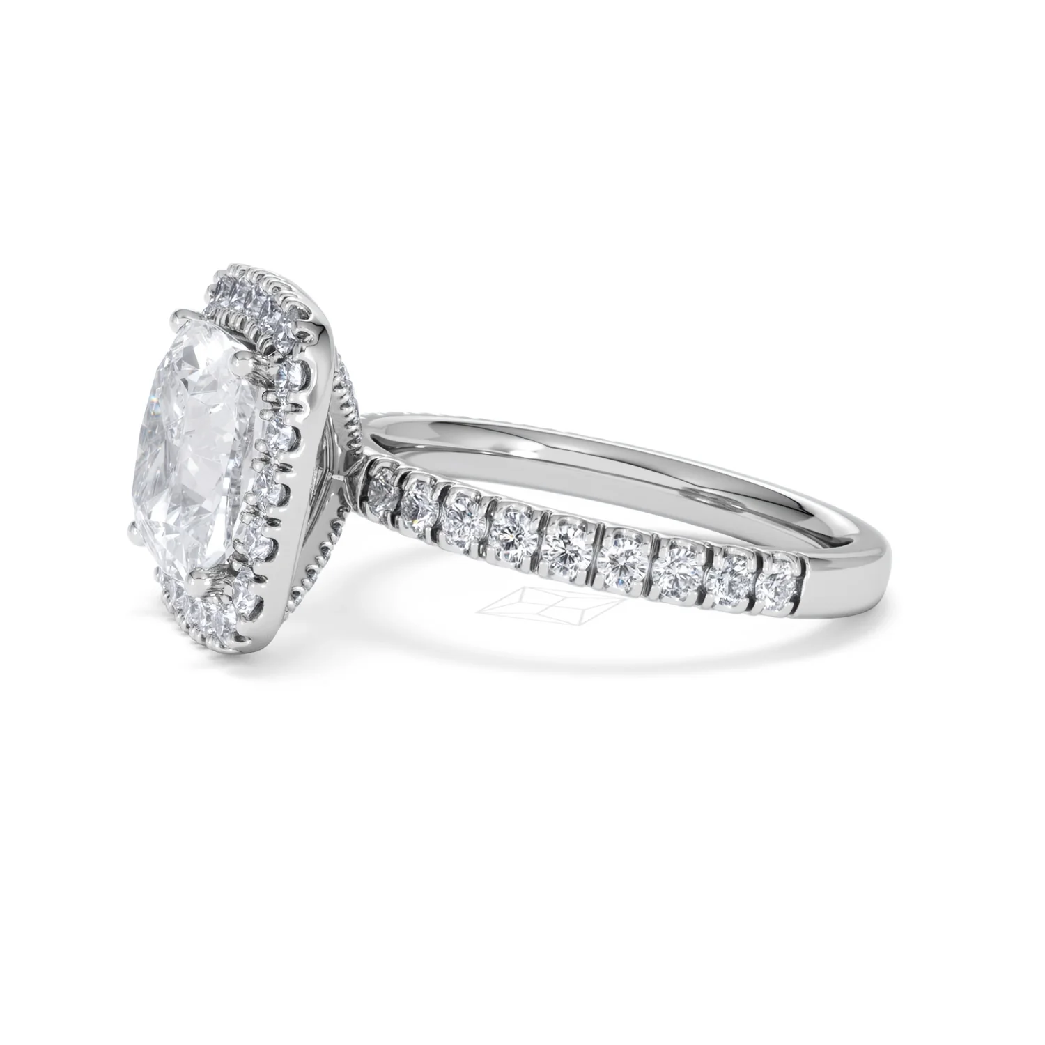 Beatrice 3.55ct Lab Diamond Cushion Cut Engagement Ring in Platinum G/VS1 - Image 73