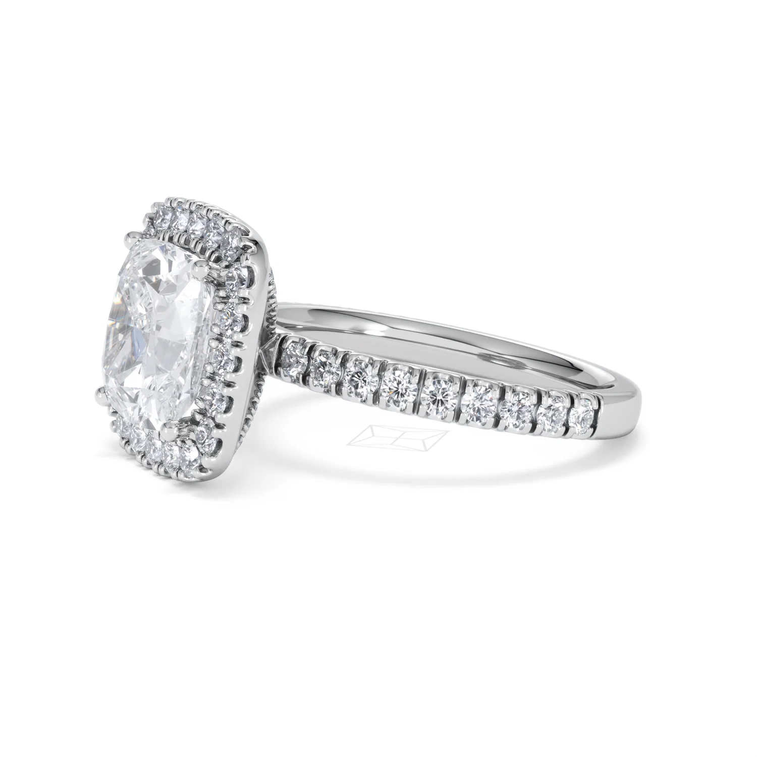 Beatrice 3.55ct Lab Diamond Cushion Cut Engagement Ring in Platinum G/VS1 - Image 75