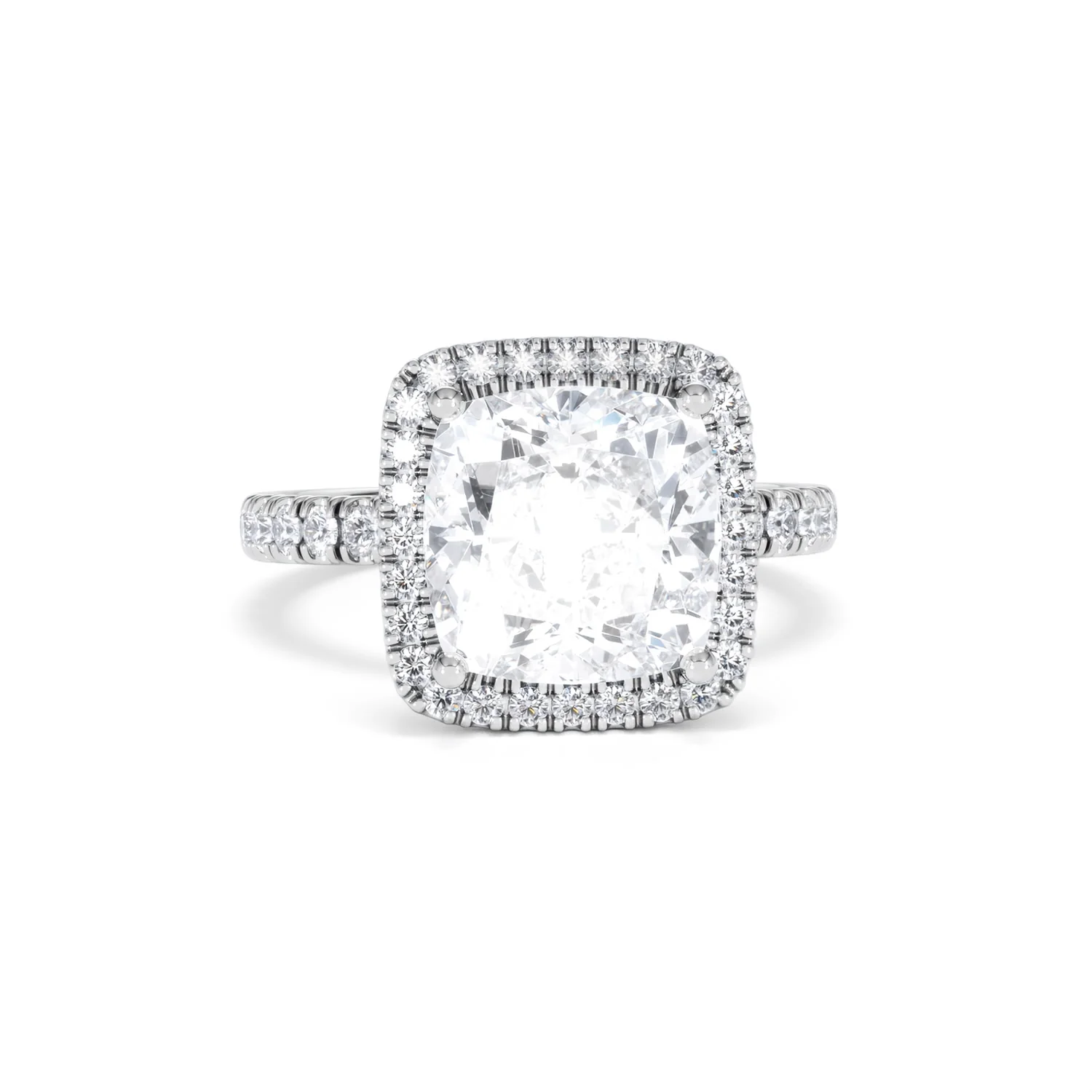Beatrice 5.75ct Lab Diamond Cushion Cut Engagement Ring in 18K White Gold G/VS1 - Image 11