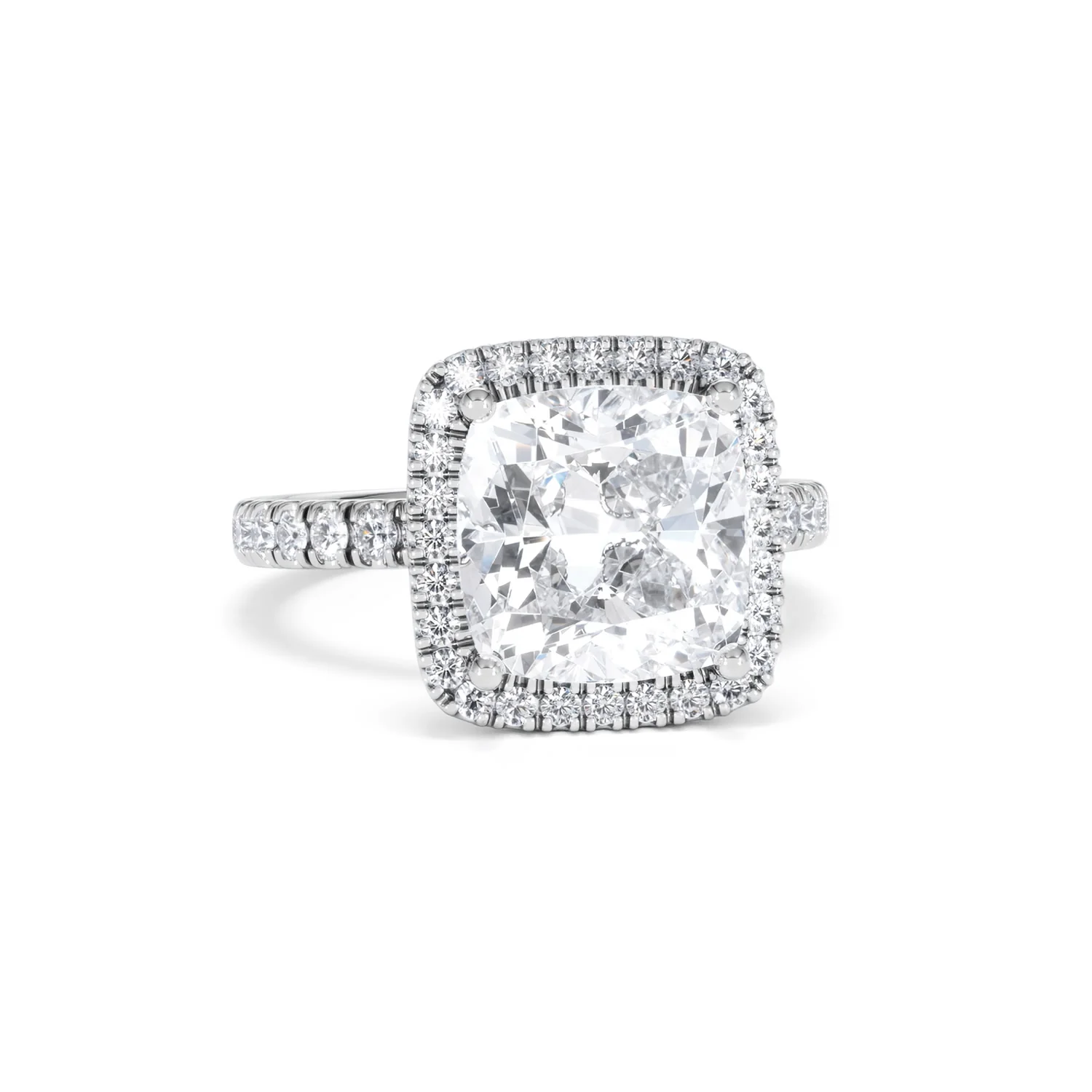 Beatrice 5.75ct Lab Diamond Cushion Cut Engagement Ring in 18K White Gold G/VS1 - Image 12