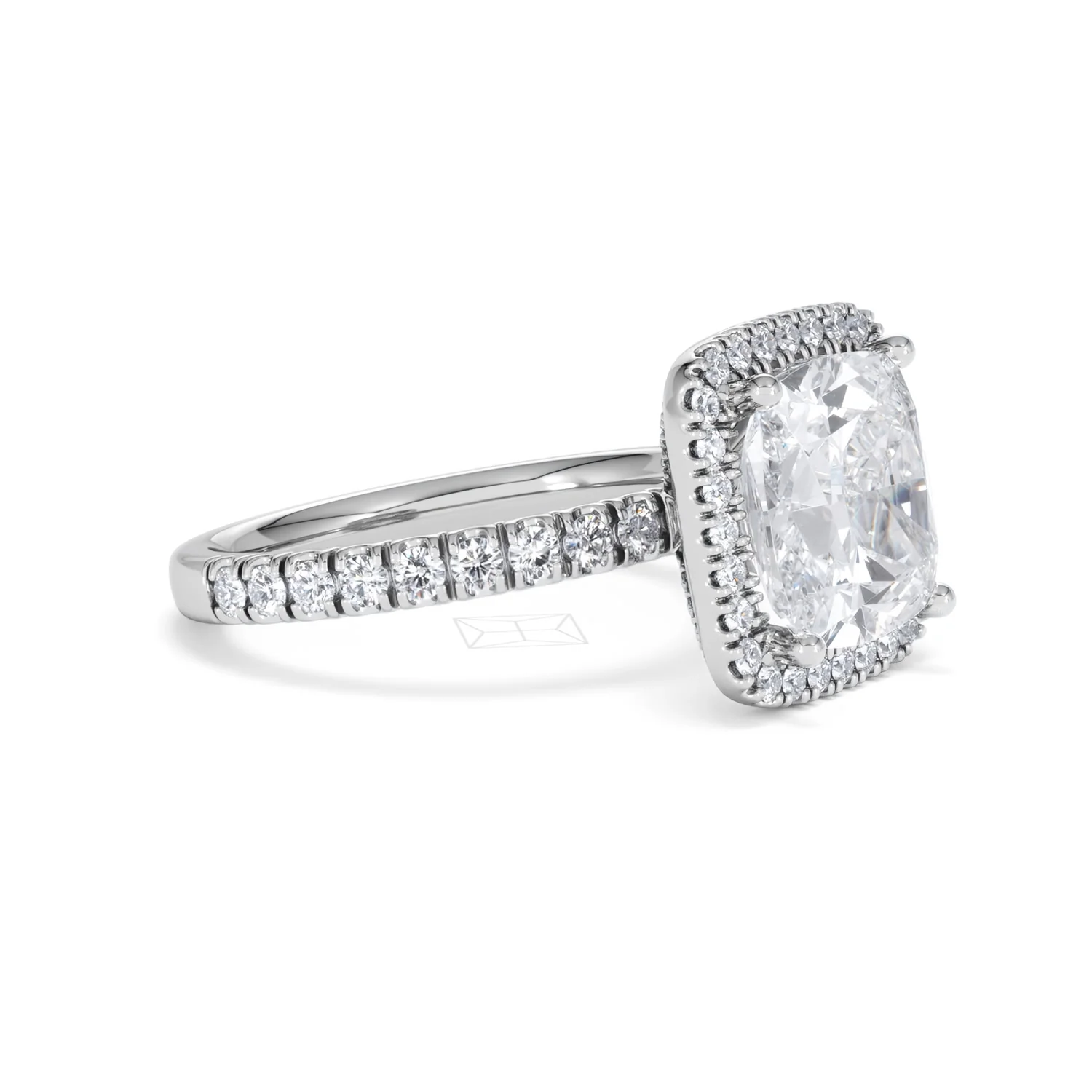 Beatrice 5.75ct Lab Diamond Cushion Cut Engagement Ring in 18K White Gold G/VS1 - Image 22