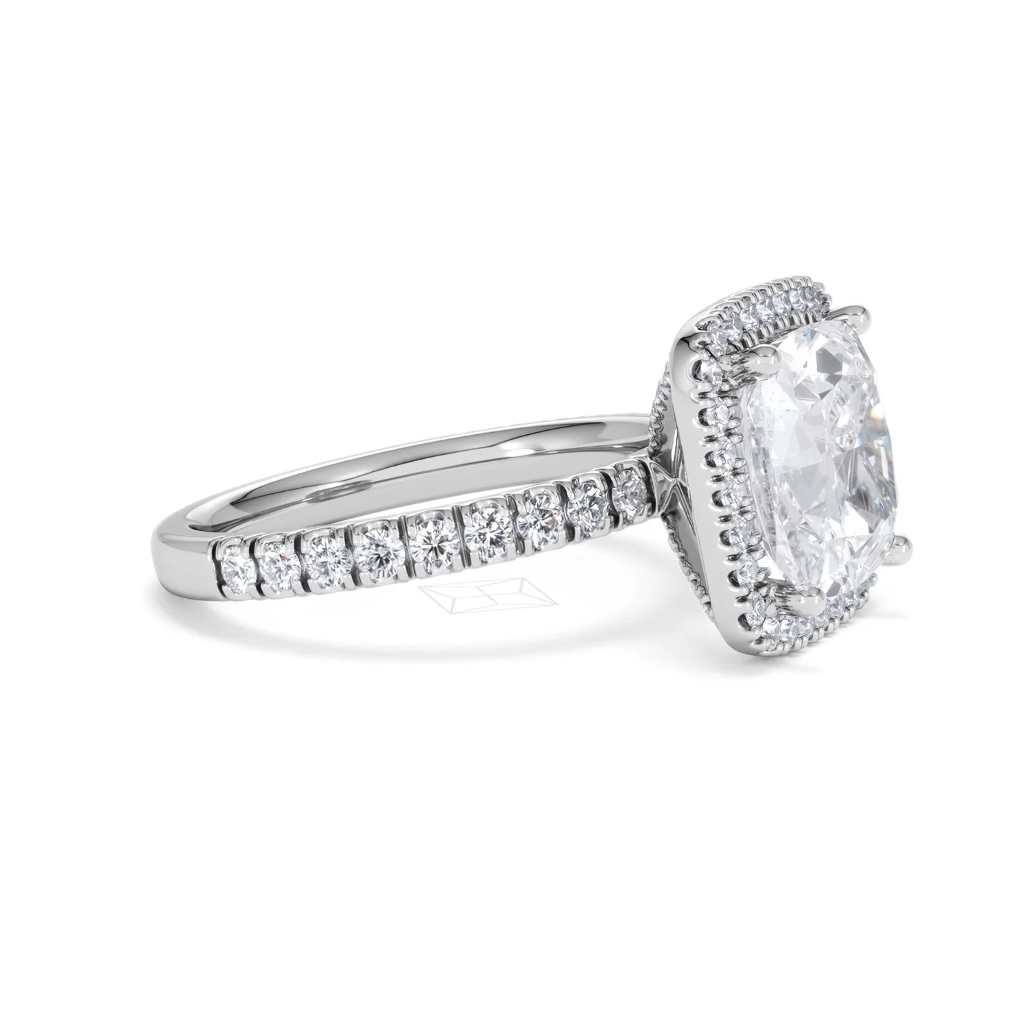 Beatrice 5.75ct Lab Diamond Cushion Cut Engagement Ring in 18K White Gold G/VS1 - Image 24