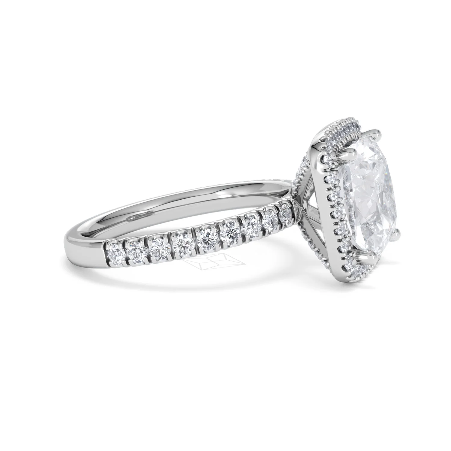 Beatrice 5.75ct Lab Diamond Cushion Cut Engagement Ring in 18K White Gold G/VS1 - Image 26