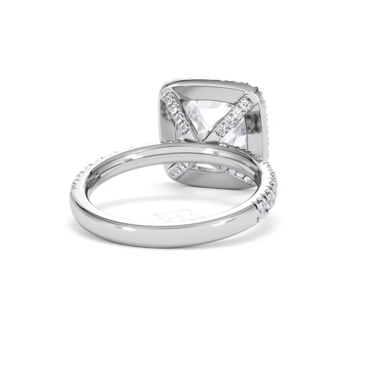 Beatrice 5.75ct Lab Diamond Cushion Cut Engagement Ring in 18K White Gold G/VS1 - Image 46
