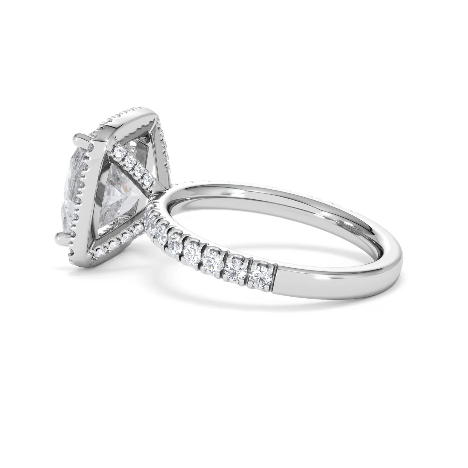 Beatrice 5.75ct Lab Diamond Cushion Cut Engagement Ring in 18K White Gold G/VS1 - Image 65