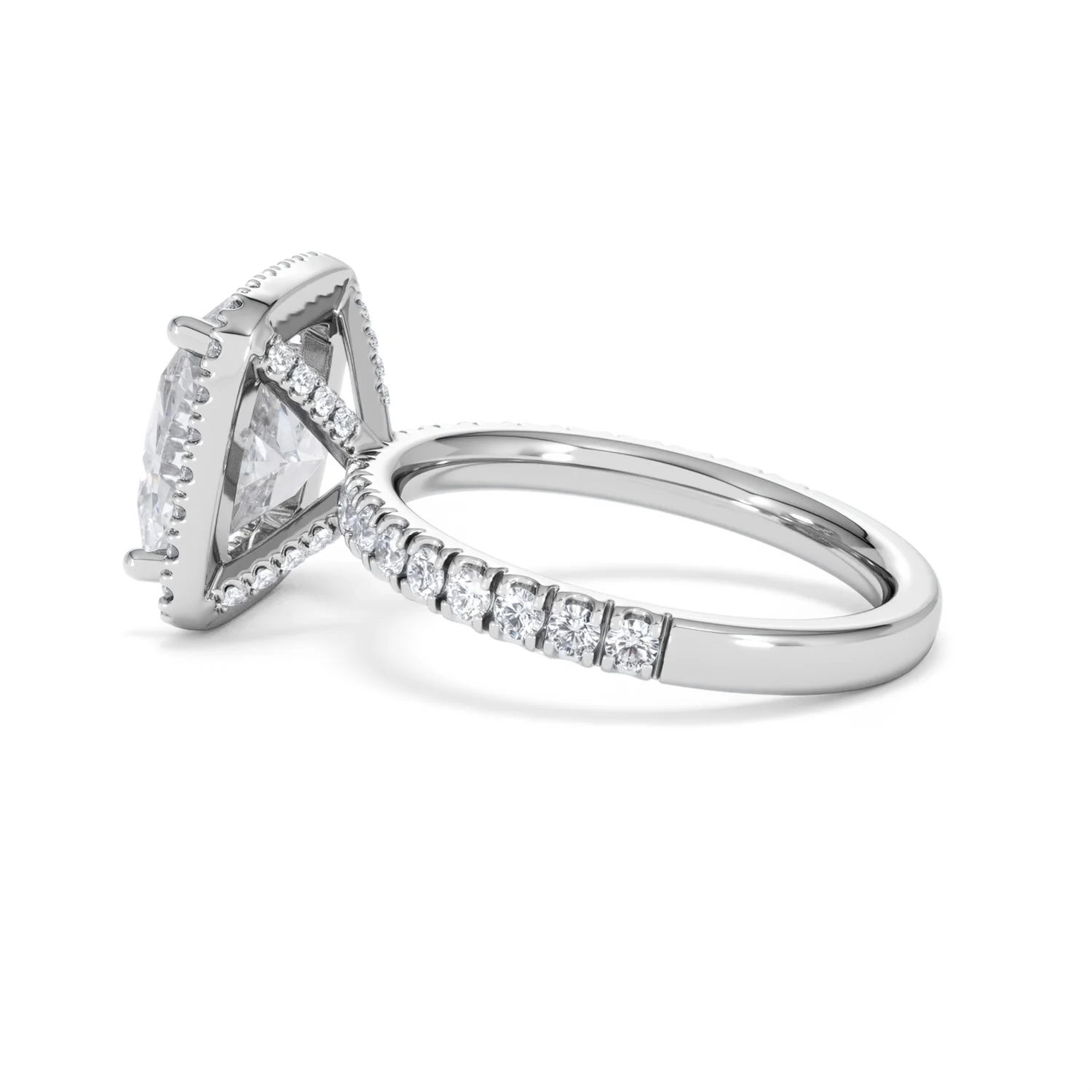 Beatrice 5.75ct Lab Diamond Cushion Cut Engagement Ring in 18K White Gold G/VS1 - Image 66