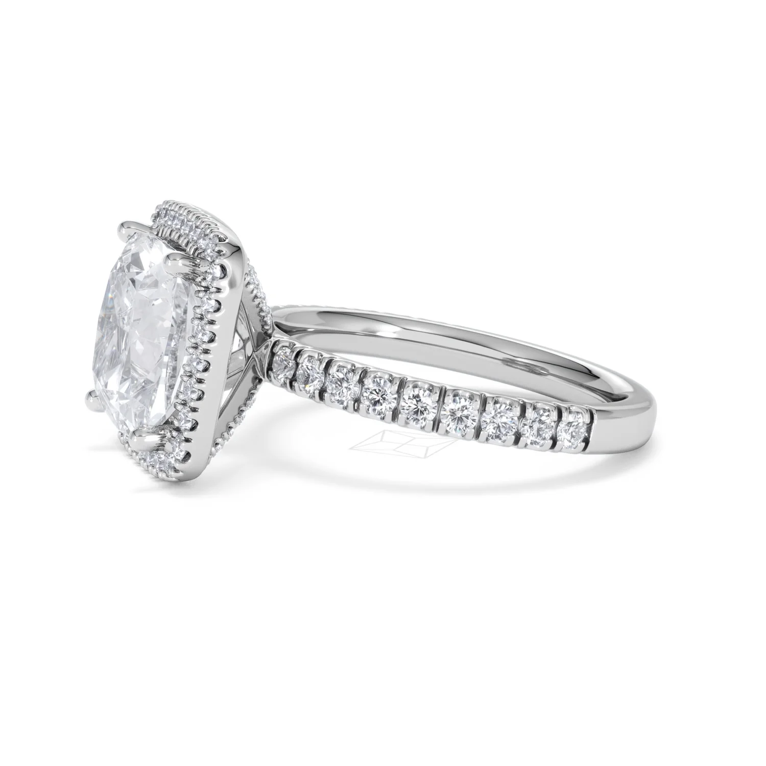 Beatrice 5.75ct Lab Diamond Cushion Cut Engagement Ring in 18K White Gold G/VS1 - Image 74
