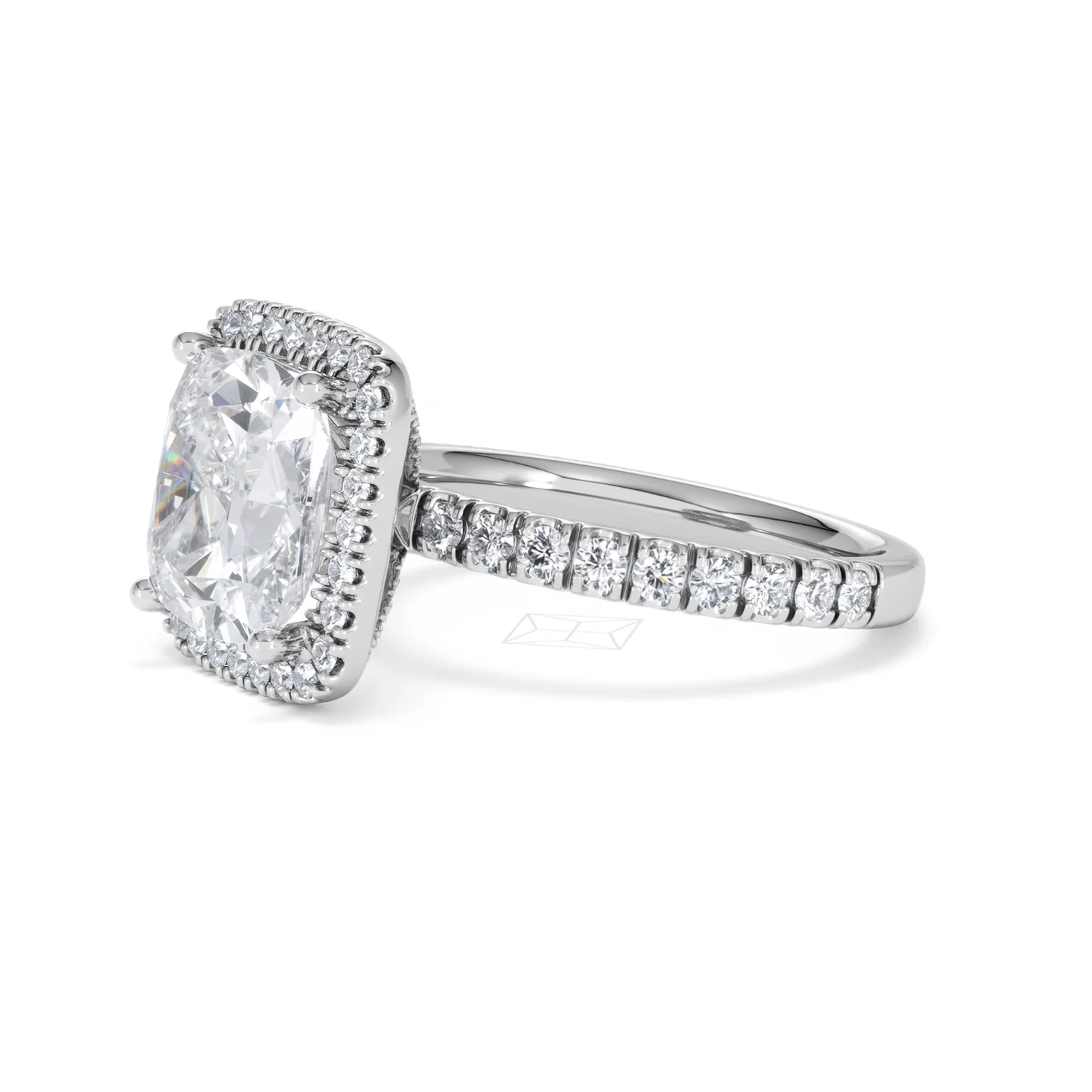 Beatrice 5.75ct Lab Diamond Cushion Cut Engagement Ring in 18K White Gold G/VS1 - Image 77