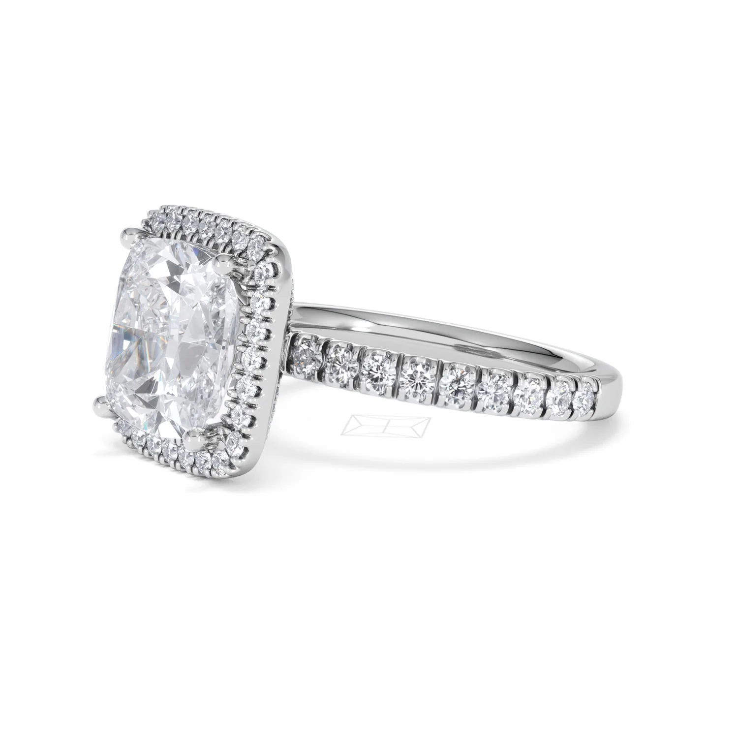Beatrice 5.75ct Lab Diamond Cushion Cut Engagement Ring in 18K White Gold G/VS1 - Image 78