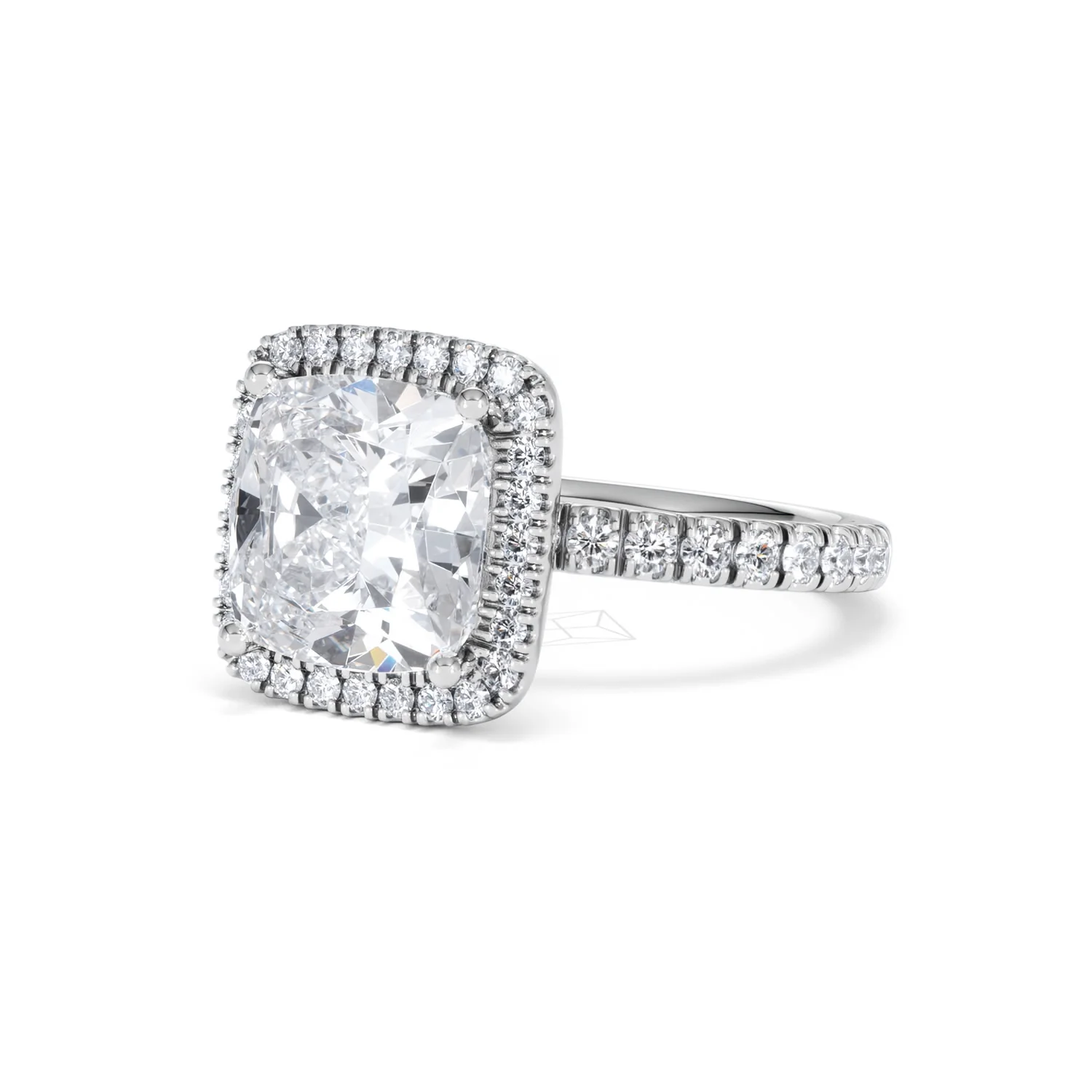 Beatrice 5.75ct Lab Diamond Cushion Cut Engagement Ring in 18K White Gold G/VS1 - Image 83