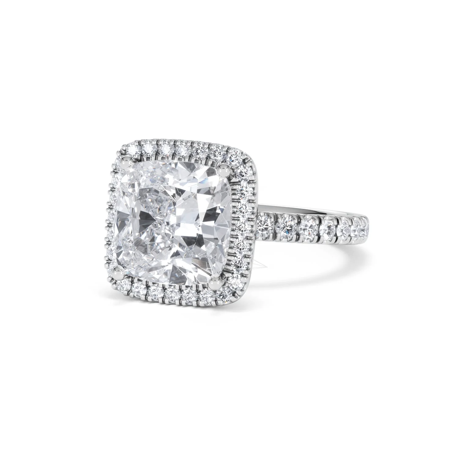 Beatrice 5.75ct Lab Diamond Cushion Cut Engagement Ring in 18K White Gold G/VS1 - Image 85