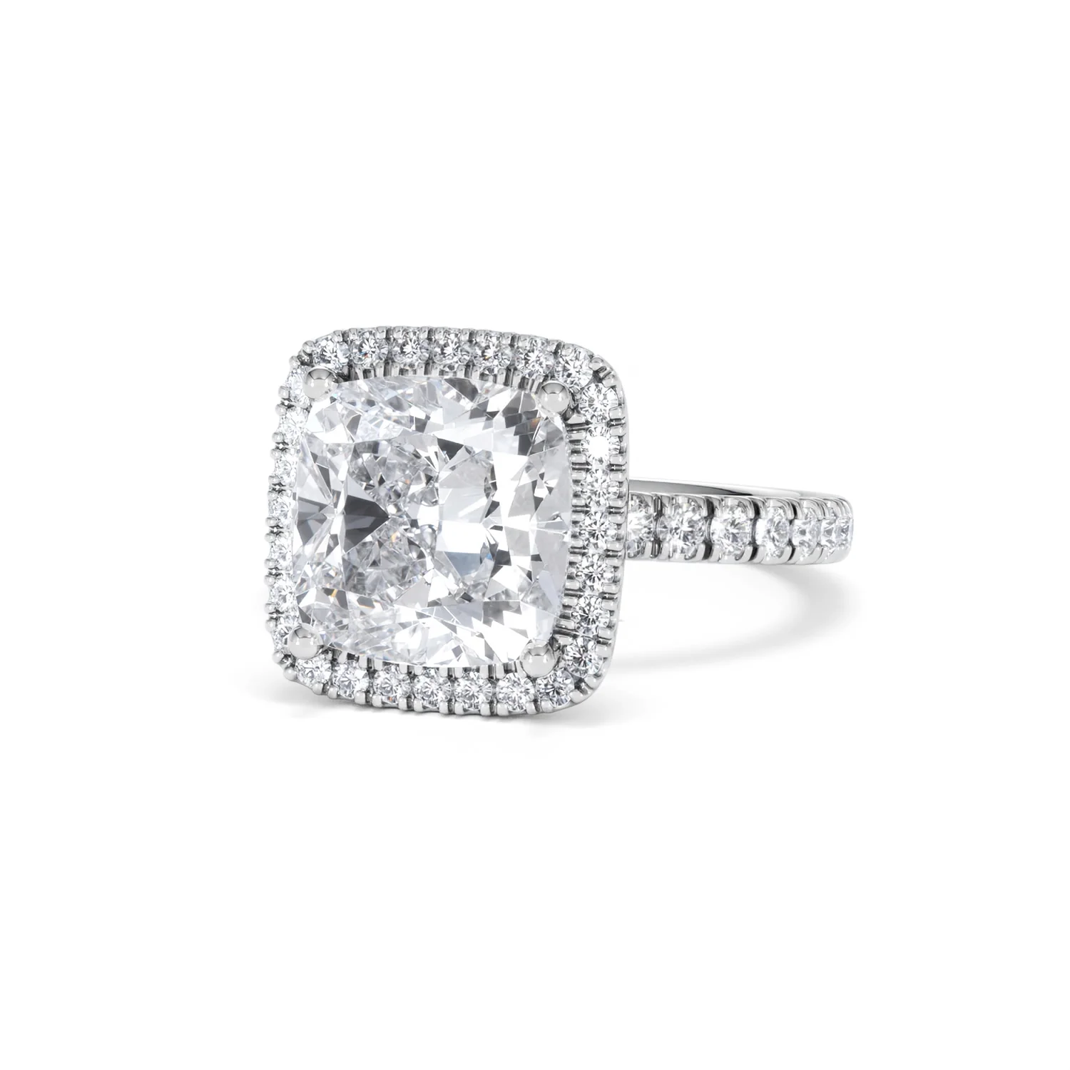 Beatrice 5.75ct Lab Diamond Cushion Cut Engagement Ring in 18K White Gold G/VS1 - Image 86