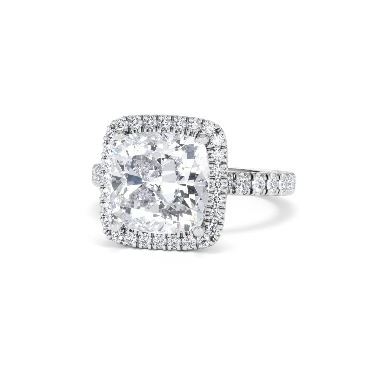 Beatrice 5.75ct Lab Diamond Cushion Cut Engagement Ring in 18K White Gold G/VS1 - Image 87