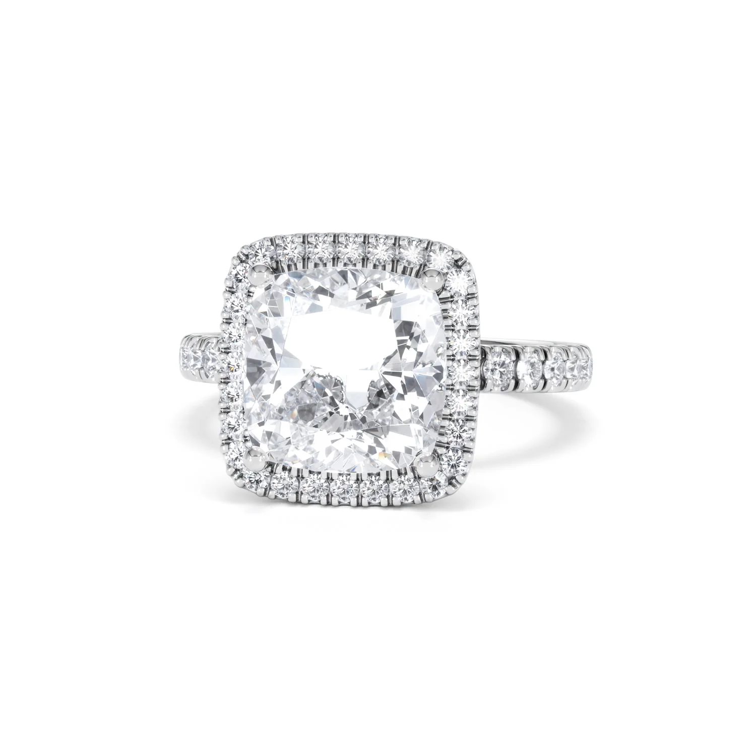 Beatrice 5.75ct Lab Diamond Cushion Cut Engagement Ring in 18K White Gold G/VS1 - Image 88