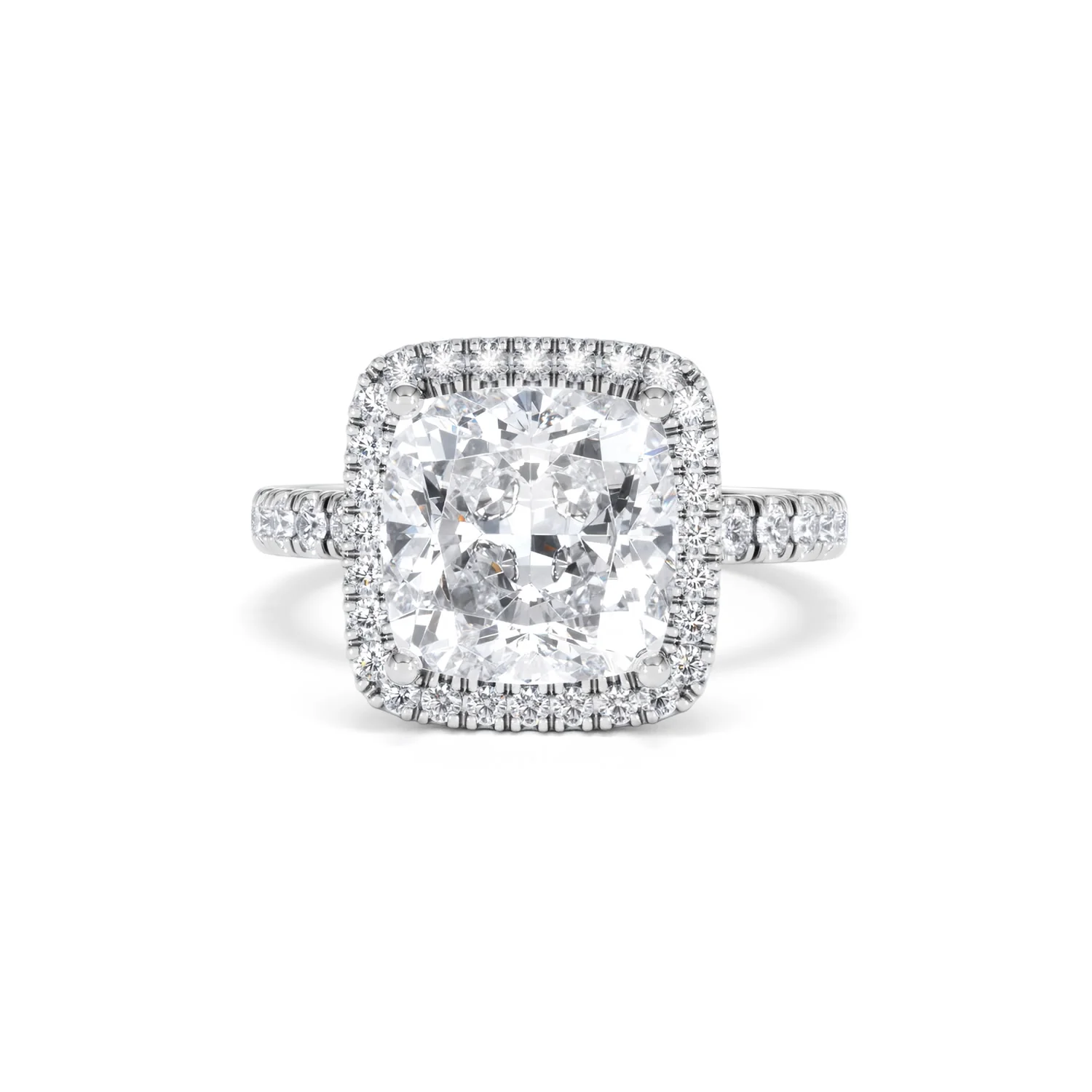 Beatrice 5.75ct Lab Diamond Cushion Cut Engagement Ring in 18K White Gold G/VS1 - Image 89