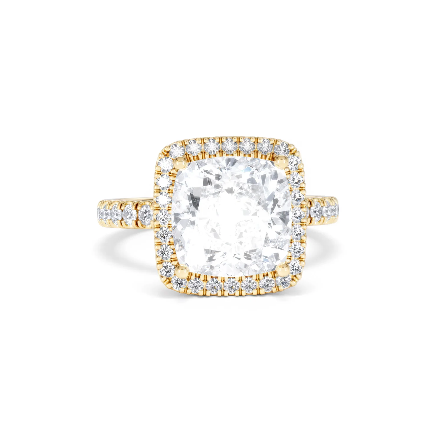 Beatrice 5.75ct Lab Diamond Cushion Cut Engagement Ring in 18K Yellow Gold G/VS1 - Image 10