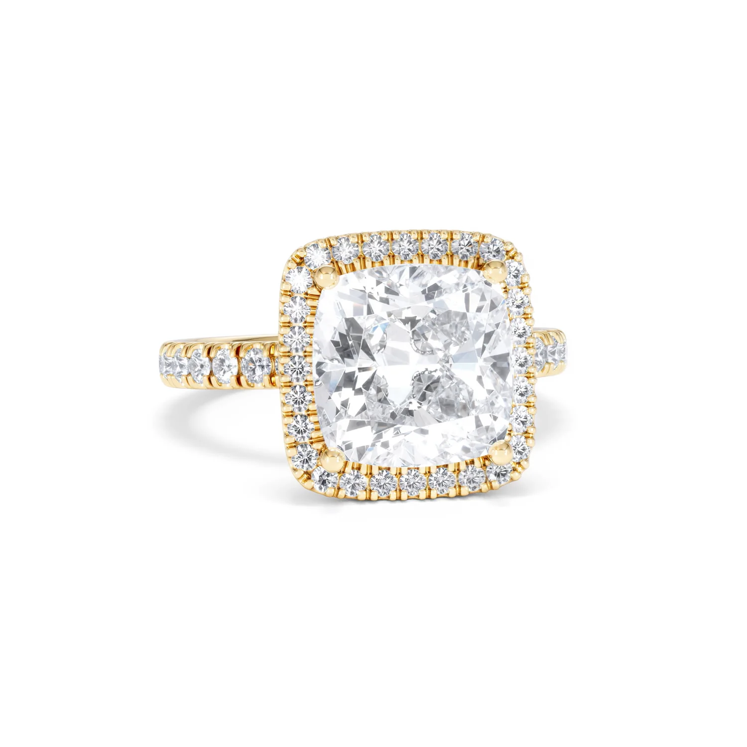 Beatrice 5.75ct Lab Diamond Cushion Cut Engagement Ring in 18K Yellow Gold G/VS1 - Image 11