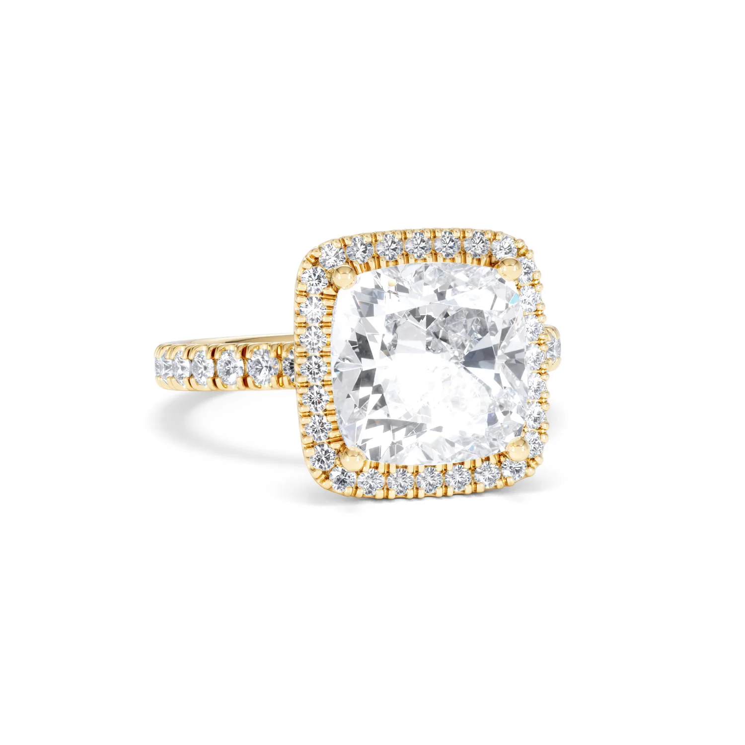 Beatrice 5.75ct Lab Diamond Cushion Cut Engagement Ring in 18K Yellow Gold G/VS1 - Image 12