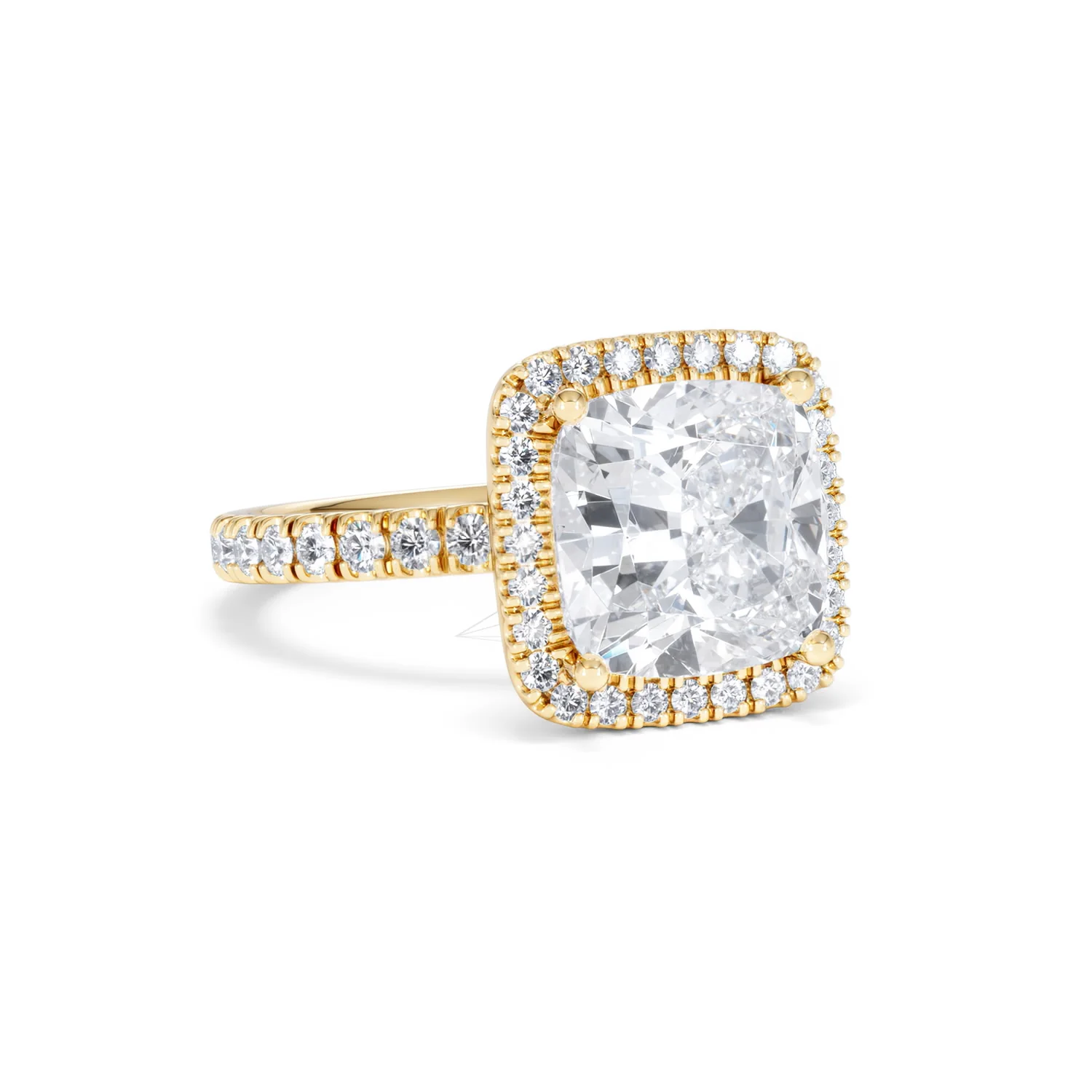 Beatrice 5.75ct Lab Diamond Cushion Cut Engagement Ring in 18K Yellow Gold G/VS1 - Image 14