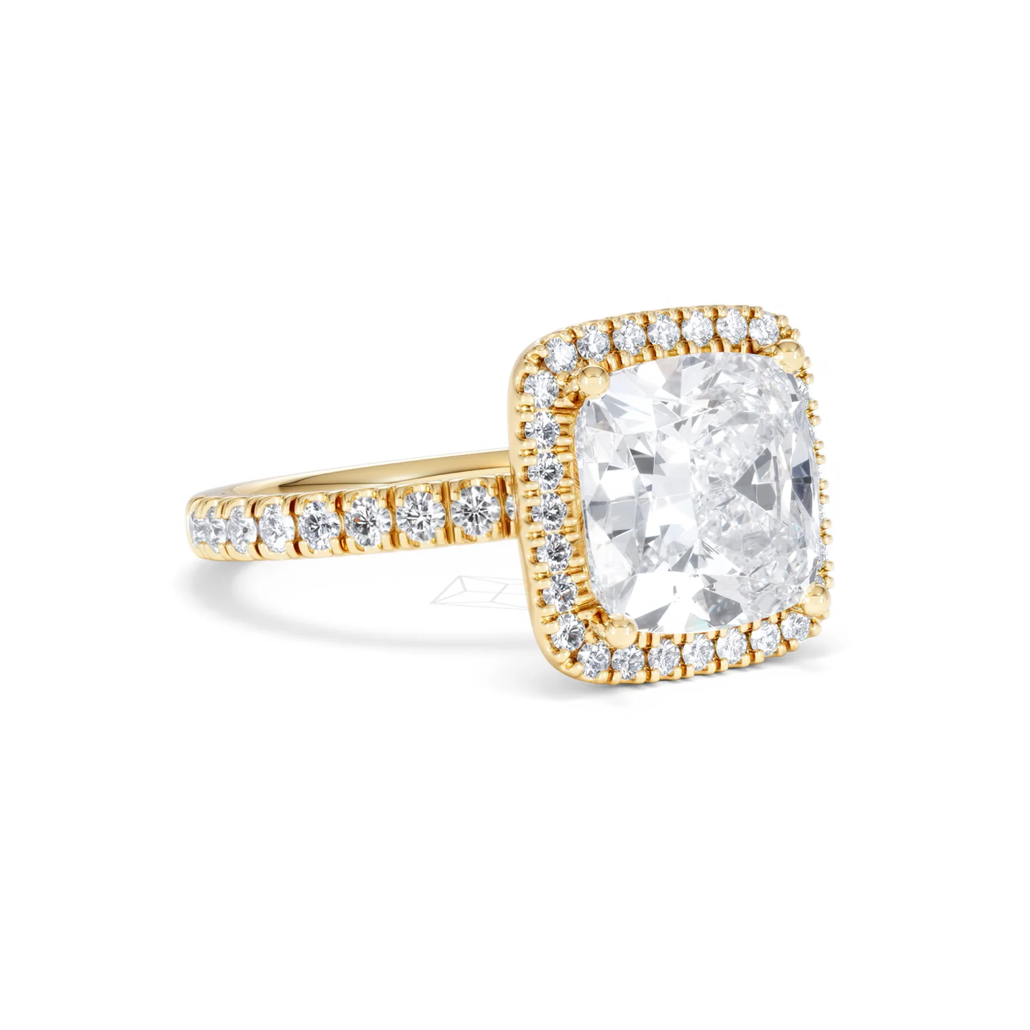 Beatrice 5.75ct Lab Diamond Cushion Cut Engagement Ring in 18K Yellow Gold G/VS1 - Image 16