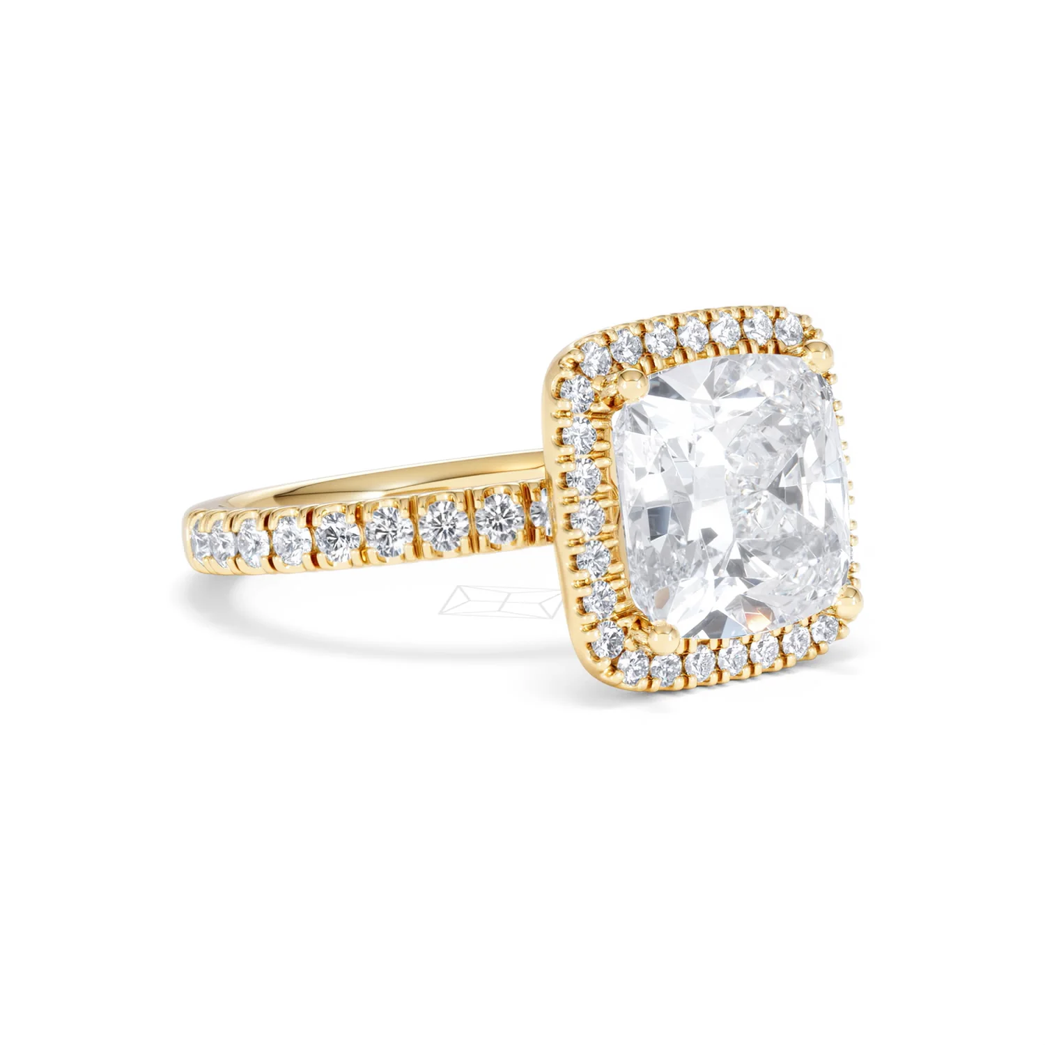 Beatrice 5.75ct Lab Diamond Cushion Cut Engagement Ring in 18K Yellow Gold G/VS1 - Image 17