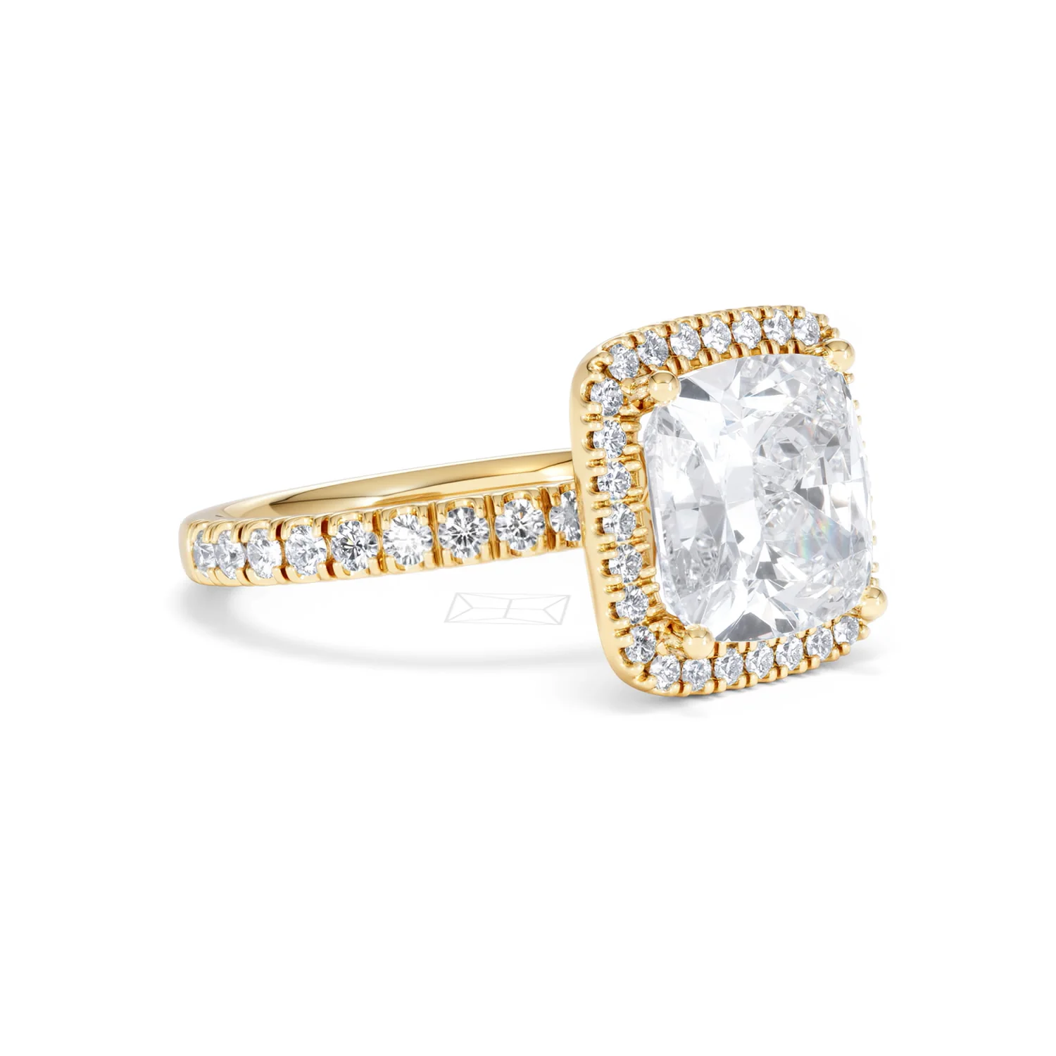 Beatrice 5.75ct Lab Diamond Cushion Cut Engagement Ring in 18K Yellow Gold G/VS1 - Image 18