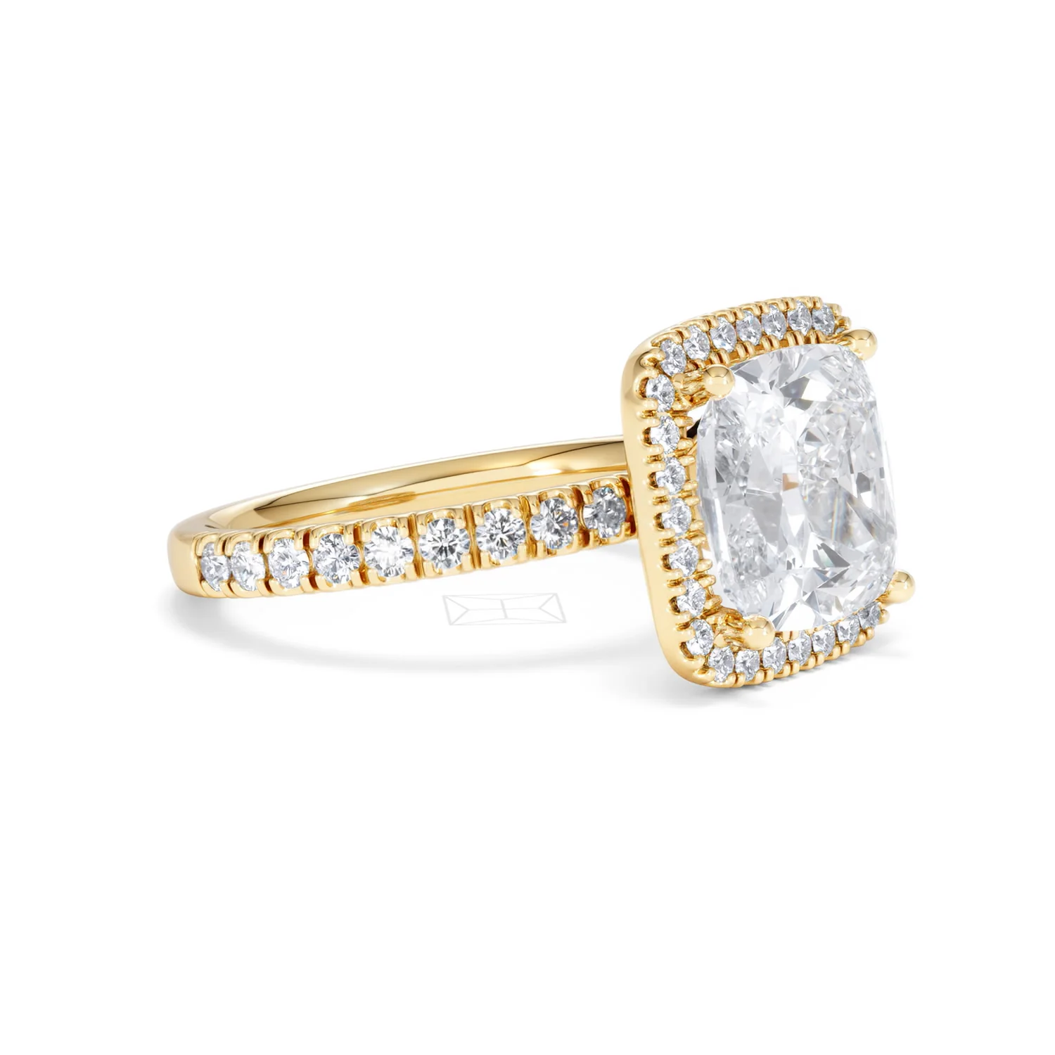 Beatrice 5.75ct Lab Diamond Cushion Cut Engagement Ring in 18K Yellow Gold G/VS1 - Image 20
