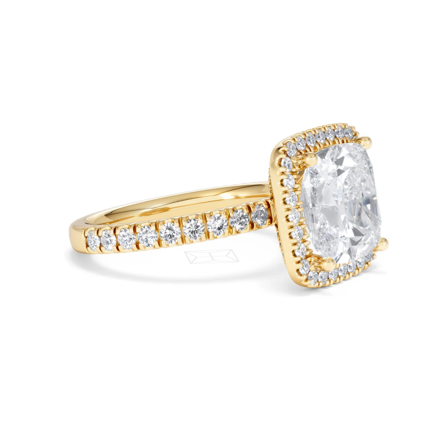 Beatrice 5.75ct Lab Diamond Cushion Cut Engagement Ring in 18K Yellow Gold G/VS1 - Image 21