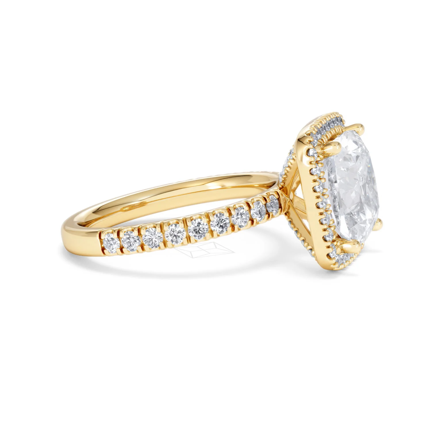 Beatrice 5.75ct Lab Diamond Cushion Cut Engagement Ring in 18K Yellow Gold G/VS1 - Image 25