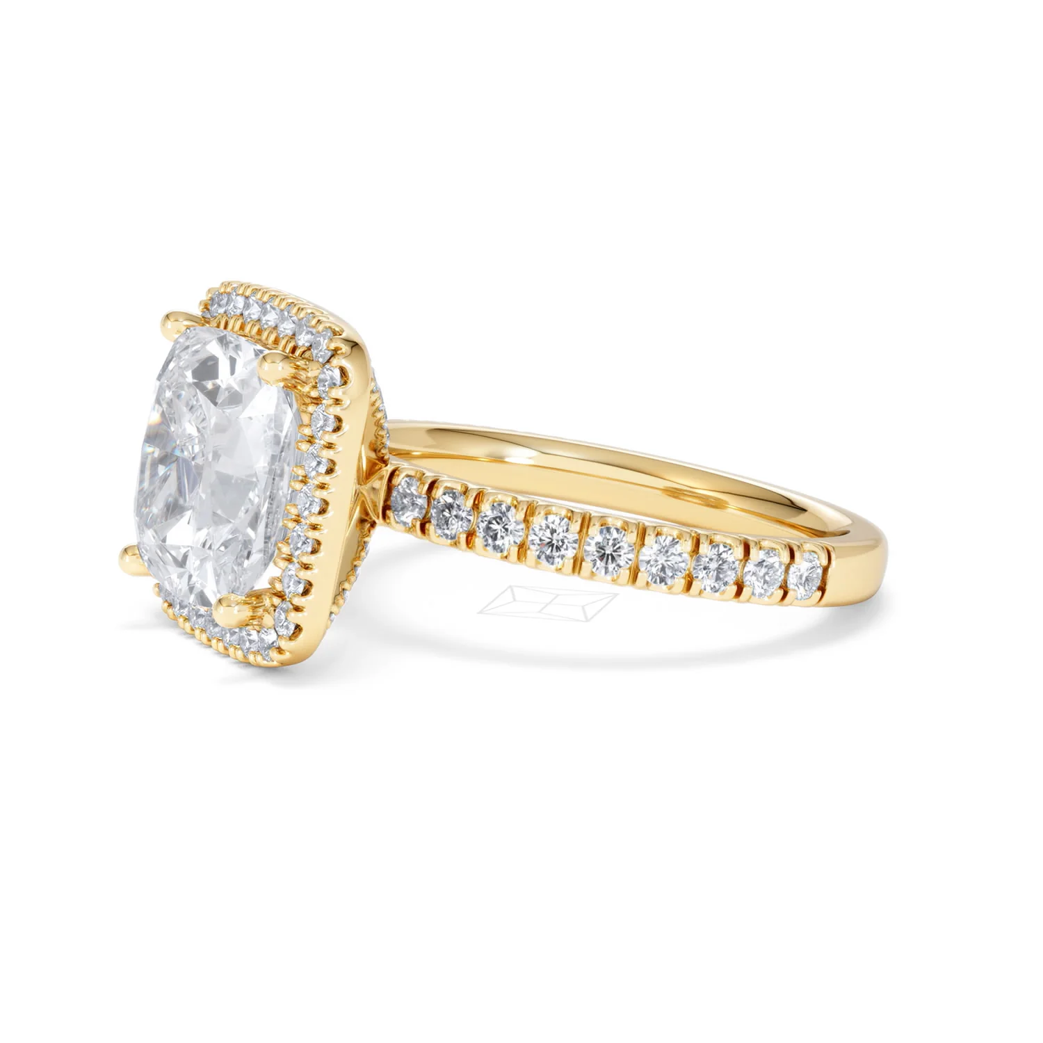 Beatrice 5.75ct Lab Diamond Cushion Cut Engagement Ring in 18K Yellow Gold G/VS1 - Image 75