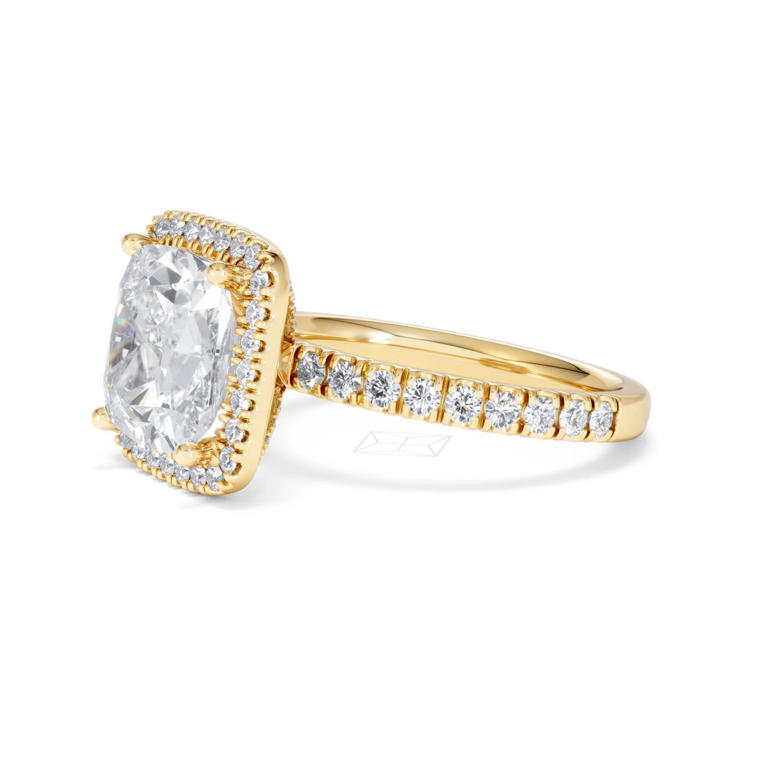 Beatrice 5.75ct Lab Diamond Cushion Cut Engagement Ring in 18K Yellow Gold G/VS1 - Image 76
