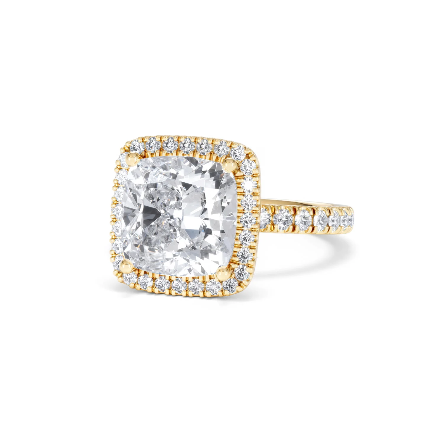 Beatrice 5.75ct Lab Diamond Cushion Cut Engagement Ring in 18K Yellow Gold G/VS1 - Image 85