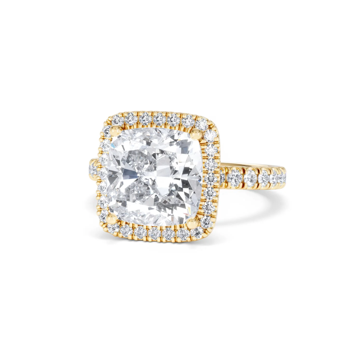 Beatrice 5.75ct Lab Diamond Cushion Cut Engagement Ring in 18K Yellow Gold G/VS1 - Image 86