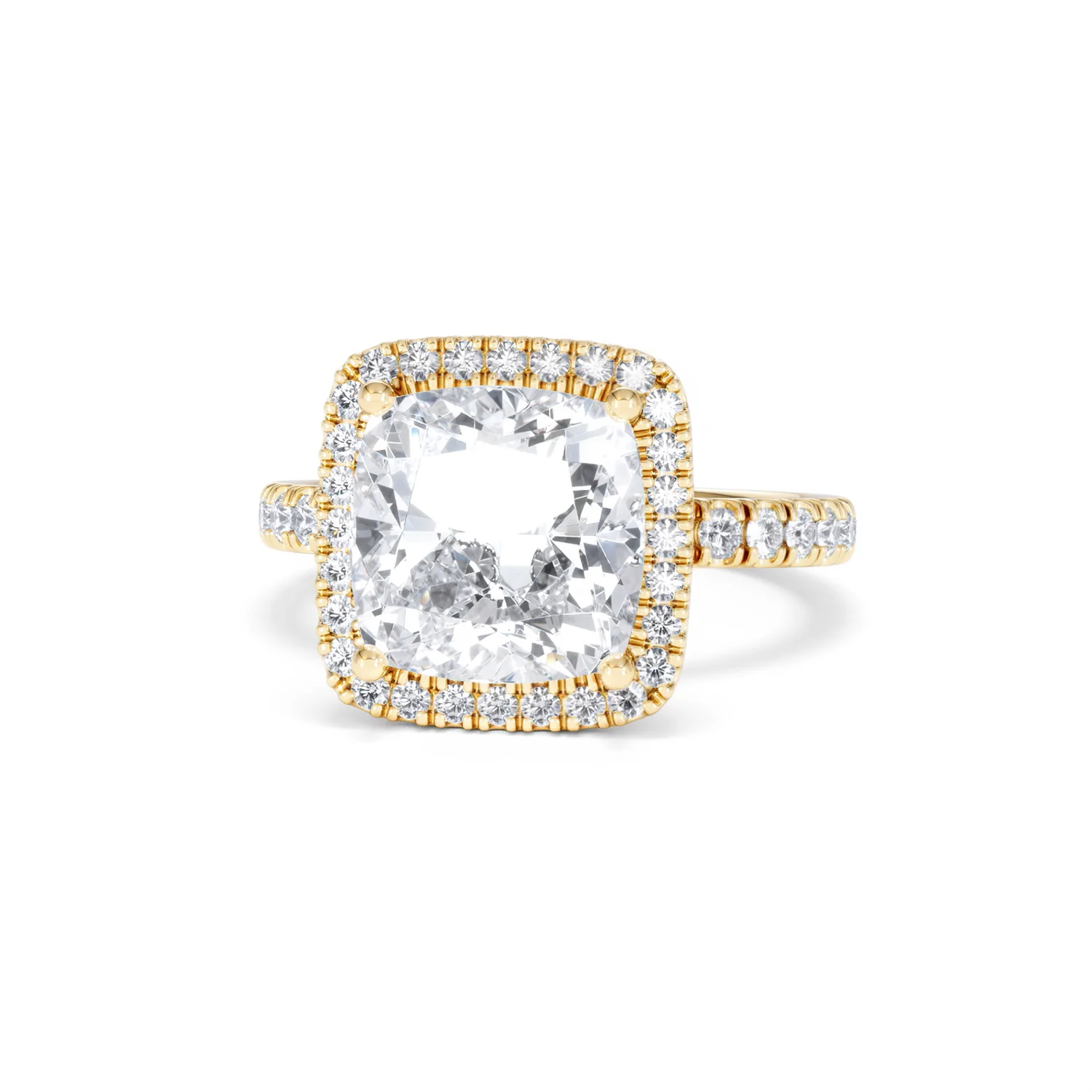 Beatrice 5.75ct Lab Diamond Cushion Cut Engagement Ring in 18K Yellow Gold G/VS1 - Image 87