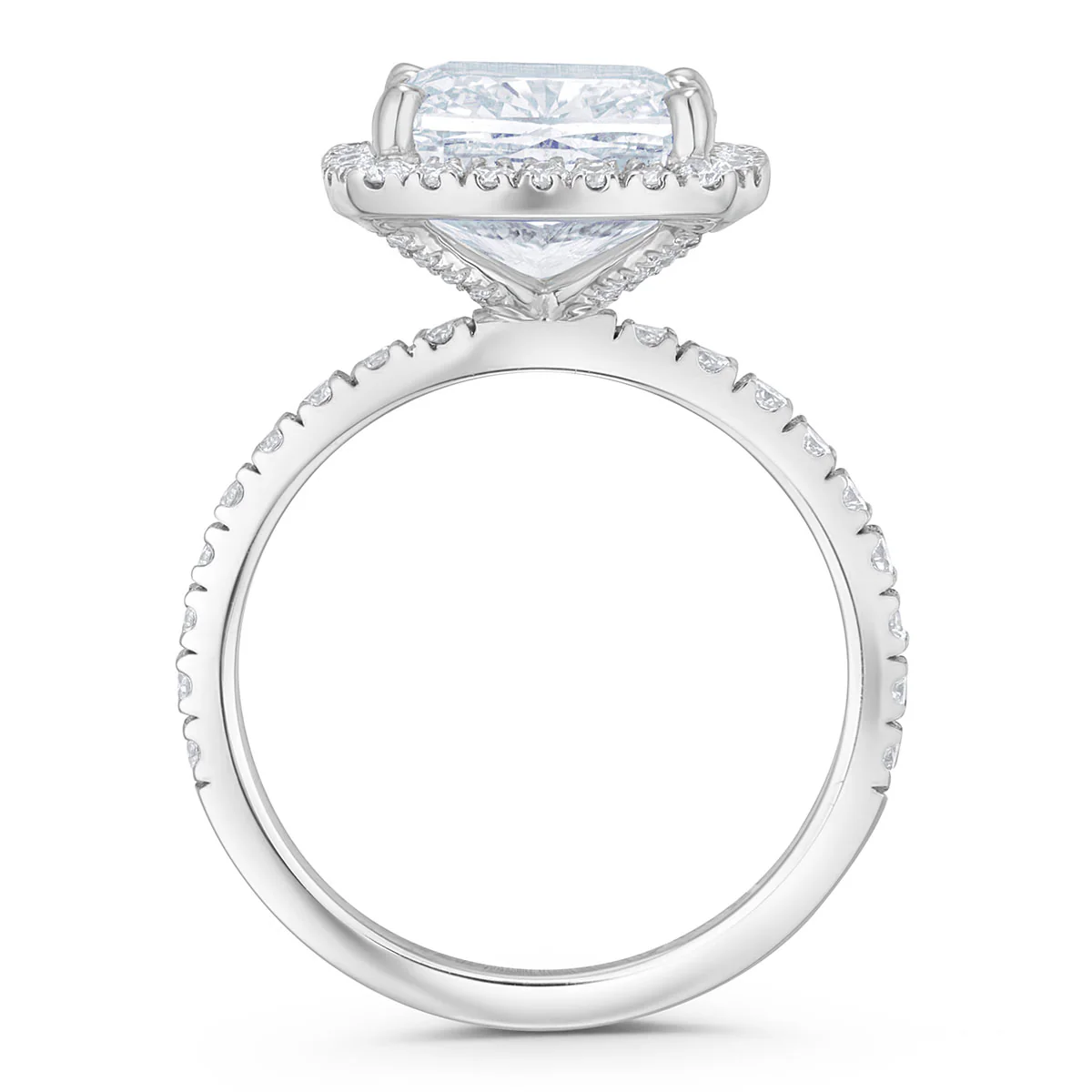 Beatrice 5.75ct Lab Diamond Cushion Cut Engagement Ring in Platinum G/VS1 - Image 3
