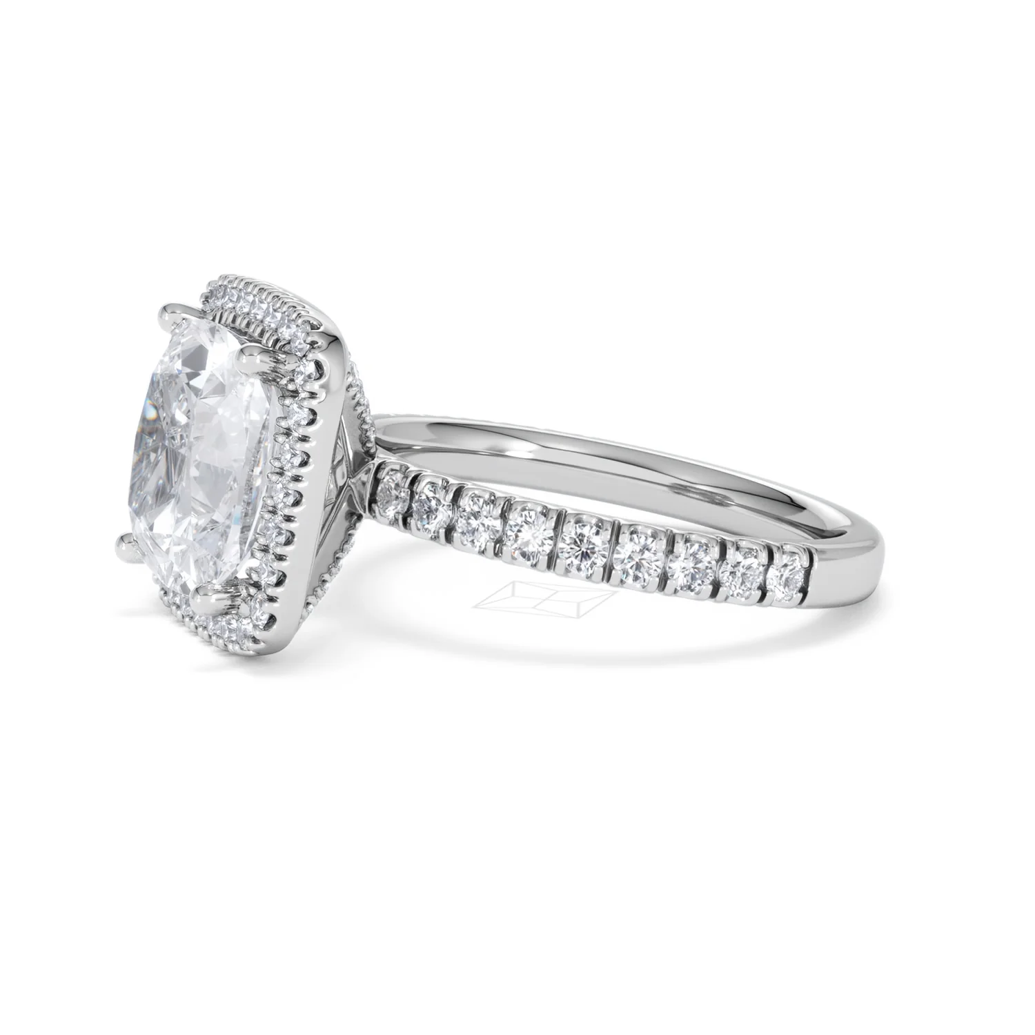 Beatrice 5.75ct Lab Diamond Cushion Cut Engagement Ring in Platinum G/VS1 - Image 75