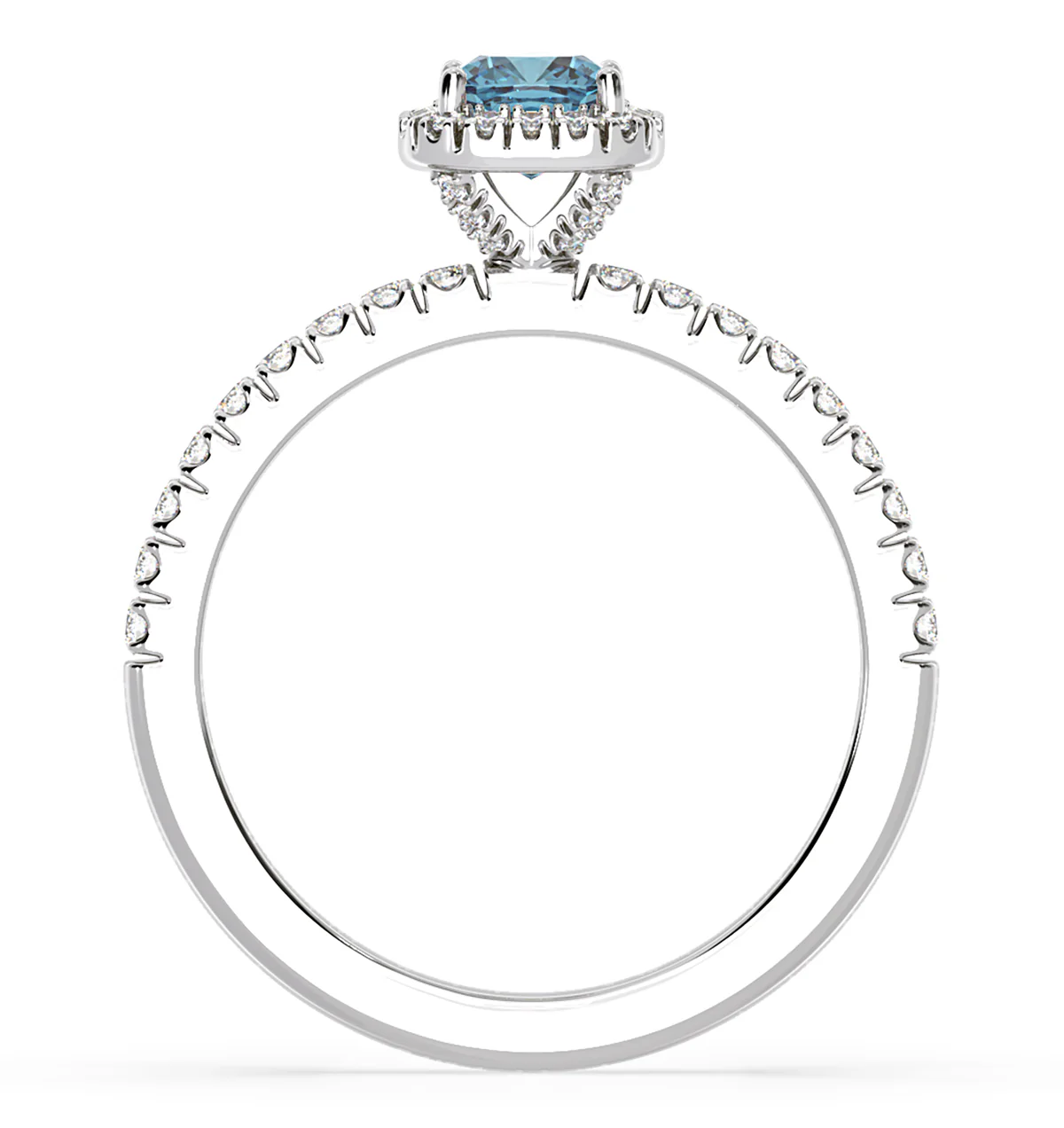 Beatrice Blue Lab Diamond 1.00ct Cushion Halo Ring in 18K White Gold- Elara Collection - Image 5