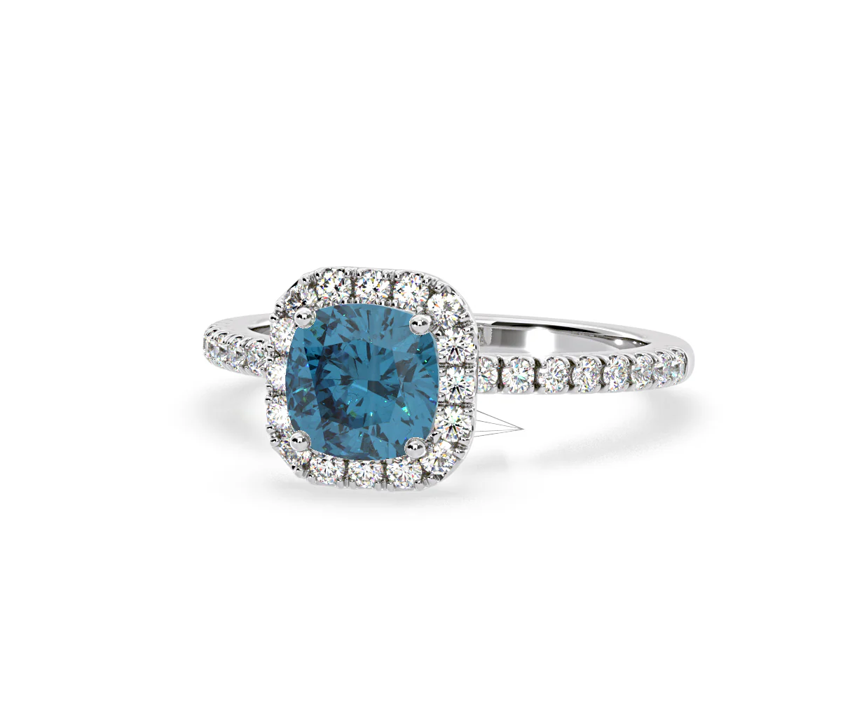Beatrice Blue Lab Diamond 1.65ct Cushion Halo Ring in 18K White Gold- Elara Collection - Image 10