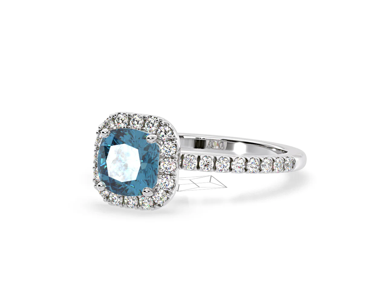 Beatrice Blue Lab Diamond 1.65ct Cushion Halo Ring in 18K White Gold- Elara Collection - Image 13