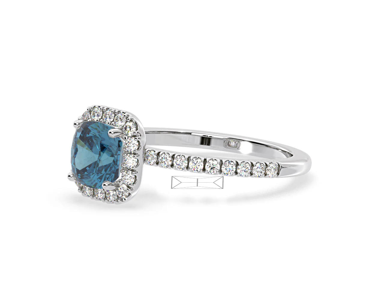 Beatrice Blue Lab Diamond 1.65ct Cushion Halo Ring in 18K White Gold- Elara Collection - Image 17