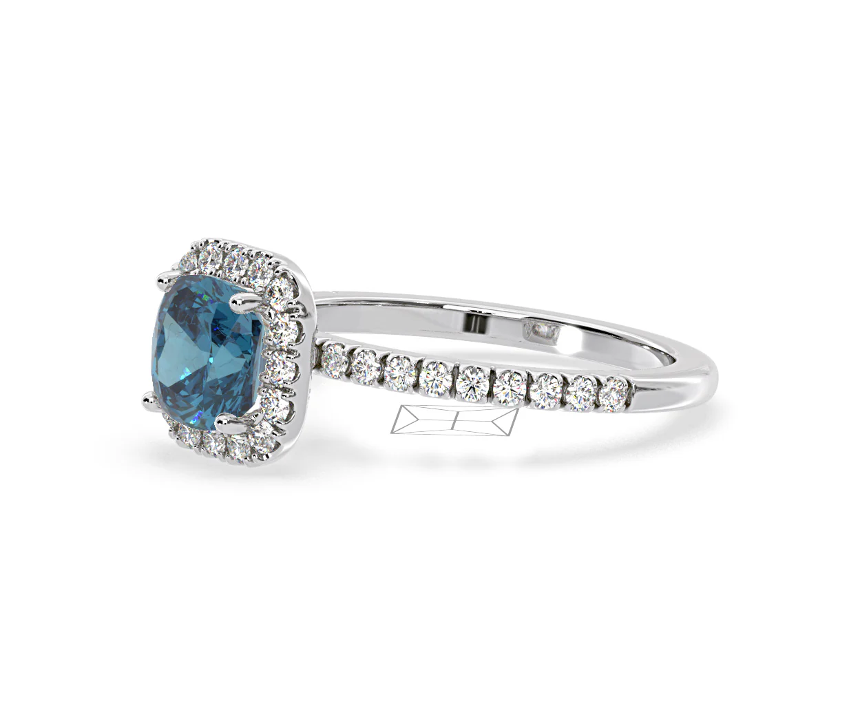 Beatrice Blue Lab Diamond 1.65ct Cushion Halo Ring in 18K White Gold- Elara Collection - Image 18