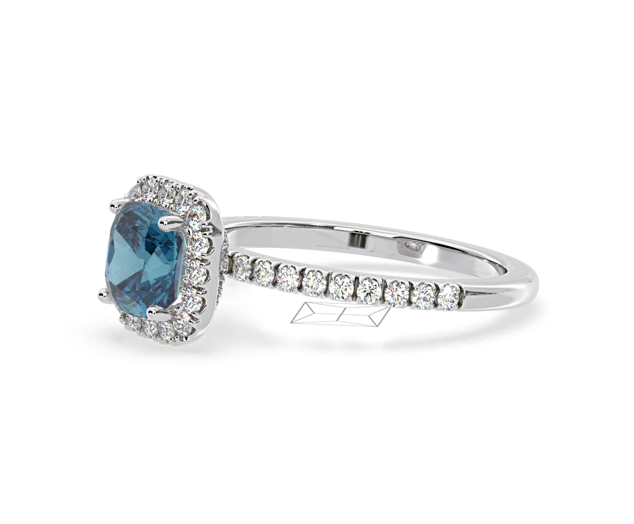 Beatrice Blue Lab Diamond 1.65ct Cushion Halo Ring in 18K White Gold- Elara Collection - Image 19