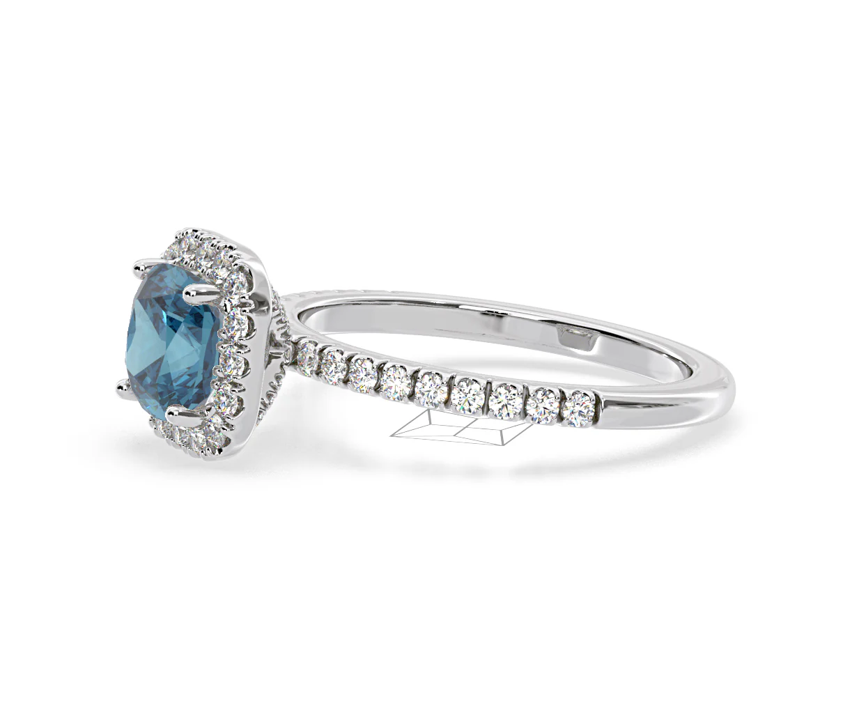 Beatrice Blue Lab Diamond 1.65ct Cushion Halo Ring in 18K White Gold- Elara Collection - Image 21