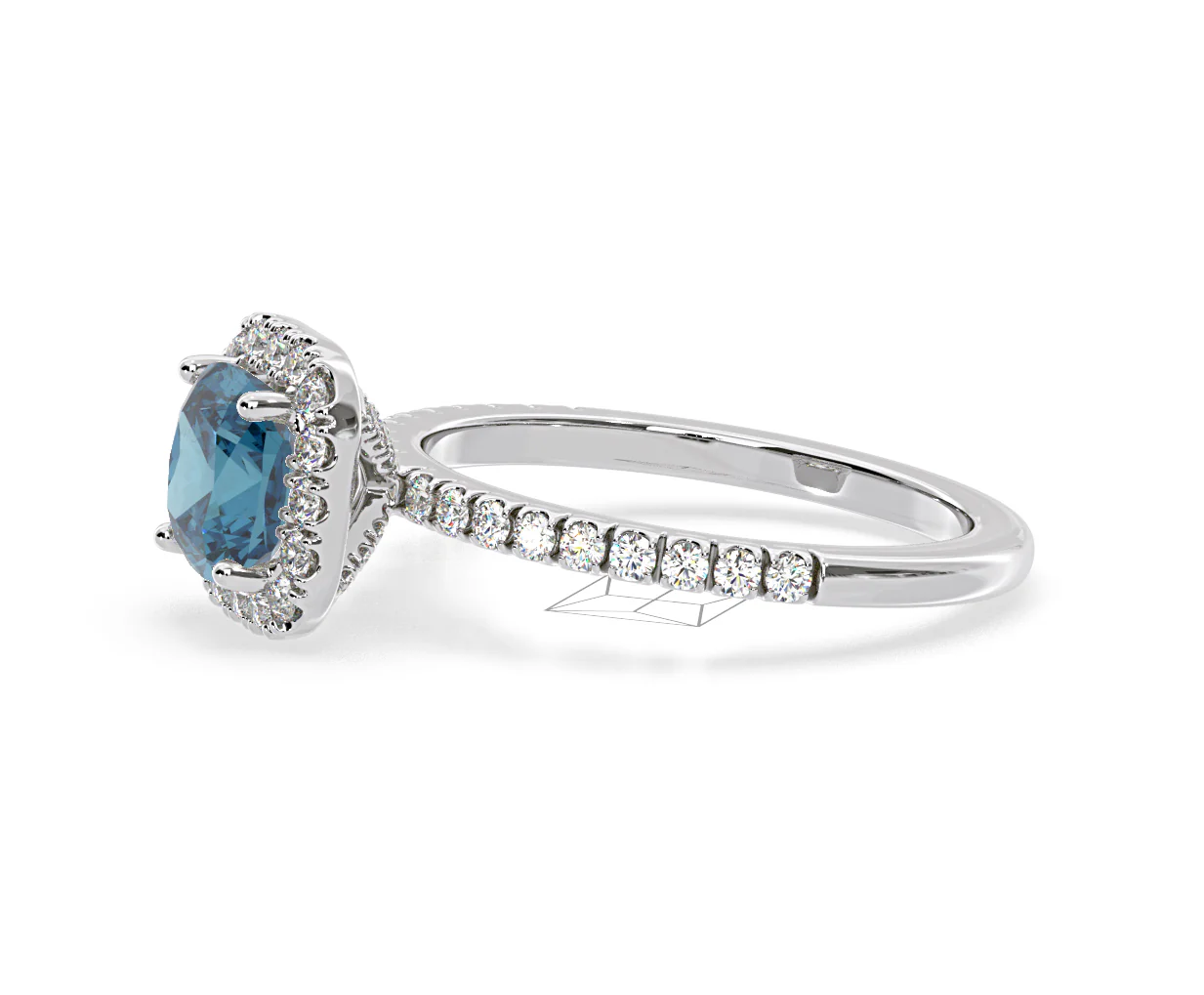 Beatrice Blue Lab Diamond 1.65ct Cushion Halo Ring in 18K White Gold- Elara Collection - Image 22