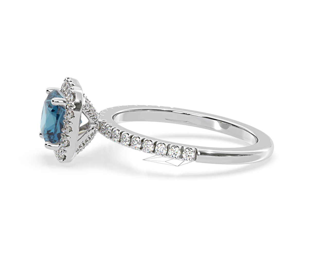 Beatrice Blue Lab Diamond 1.65ct Cushion Halo Ring in 18K White Gold- Elara Collection - Image 25
